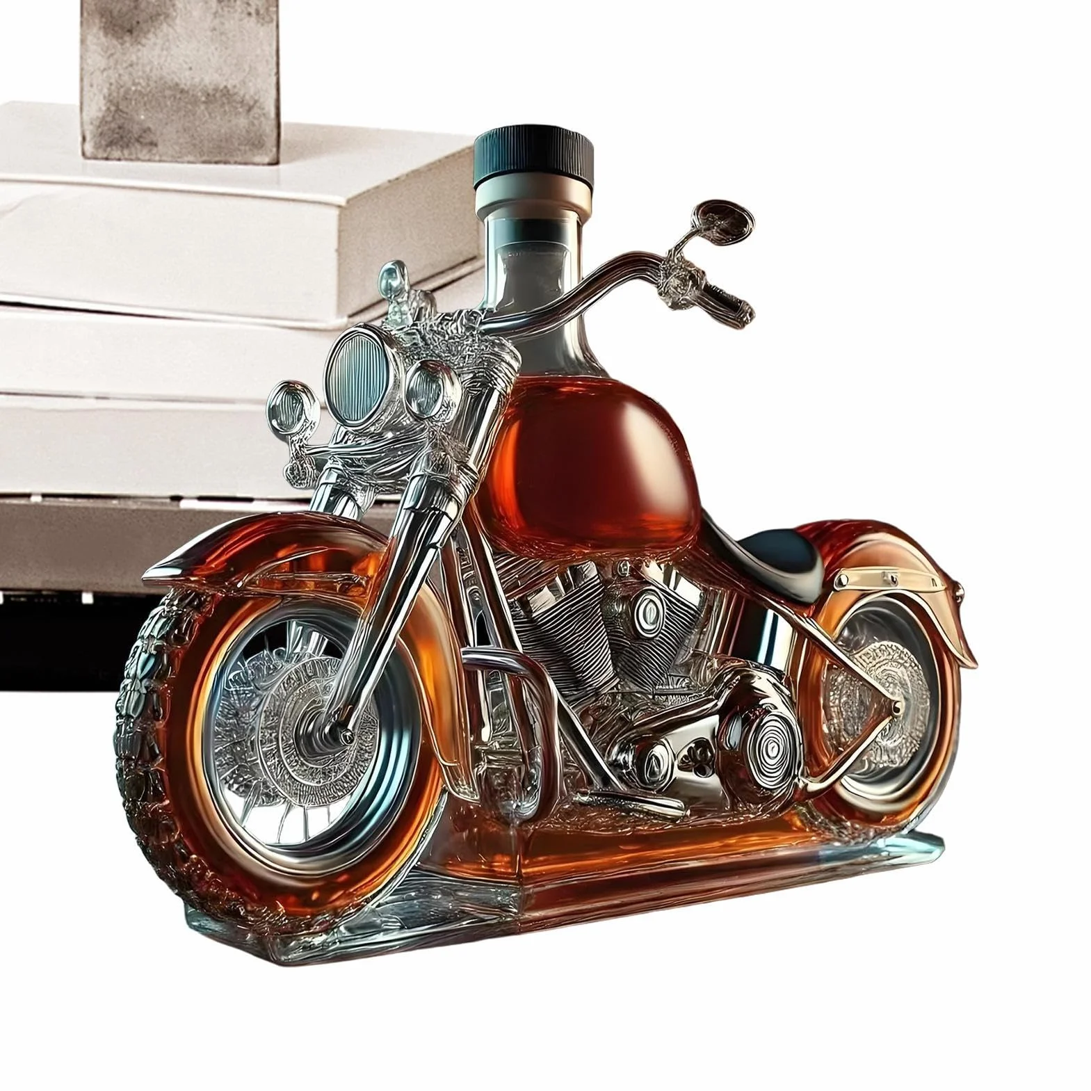 Elegancka karafka do wina, butelka napowietrzająca motocykla, stylowa ekspozycja, szklana konstrukcja w kształcie vintage, akcesoria do serwowania alkoholu, dekoracja kuchni domowej, restauracji, baru