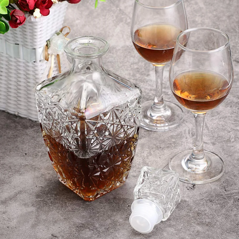 MDLUU Szklana karafka na alkohol, karafka do whiskey z hermetycznym korkiem, karafka na likier do bourbonu, brandy, rumu, szkockiej, 800ml/28oz