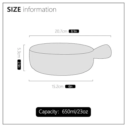 Ceramiczne miseczki do zupy francuskiej cebuli z uchwytami, 650 ml, zestaw 3 sztuk, nadają się do mycia w zmywarce i kuchence mikrofalowej, do zup, płatków śniadaniowych i sałatek