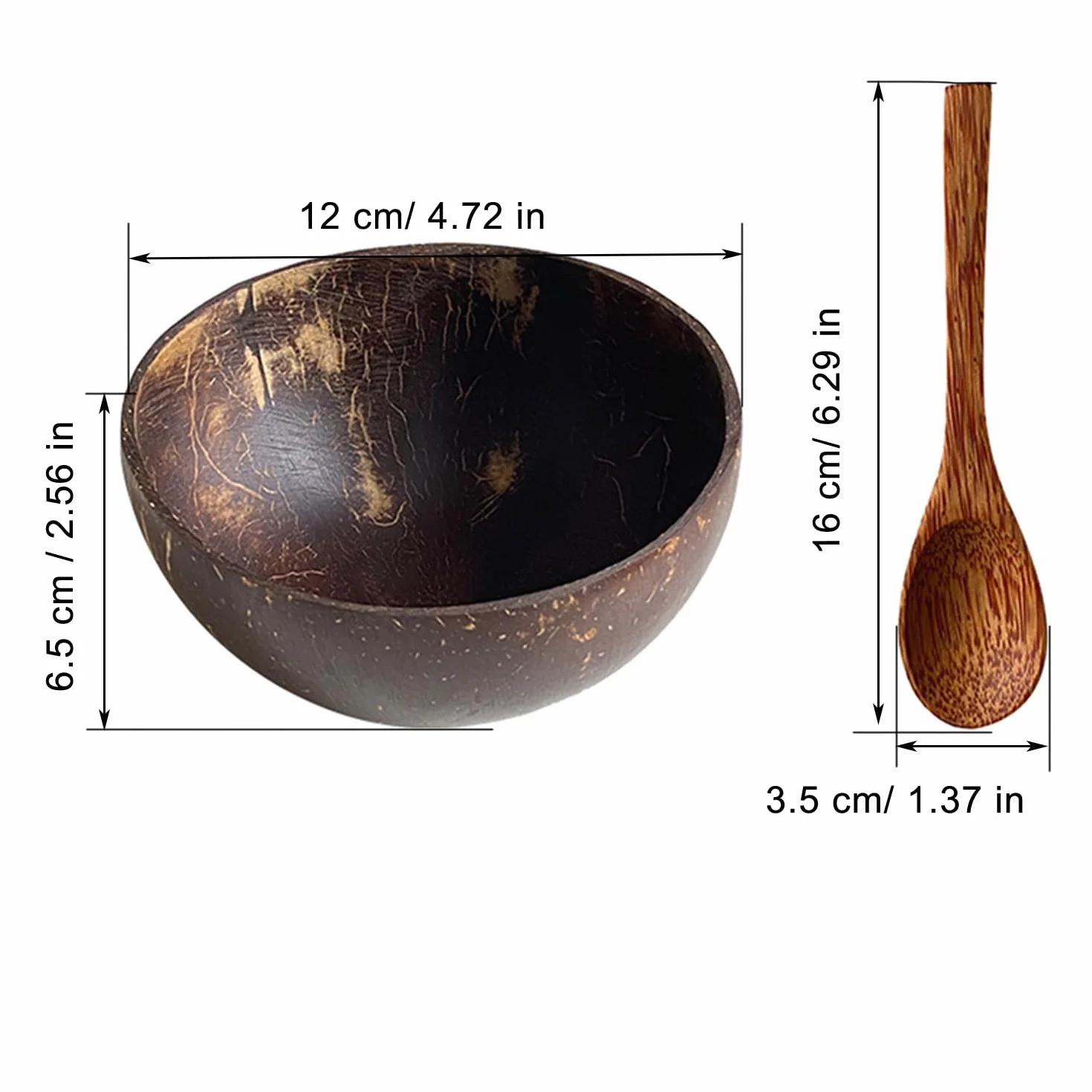 Ręcznie robione skorupki kokosowe, 3-częściowy zestaw misek ze skorupek kokosowych, Coconut bowls set, Smoothie Bowl, miski bez plastiku z łyżeczkami, idealne jako miska do musli, wegańskie