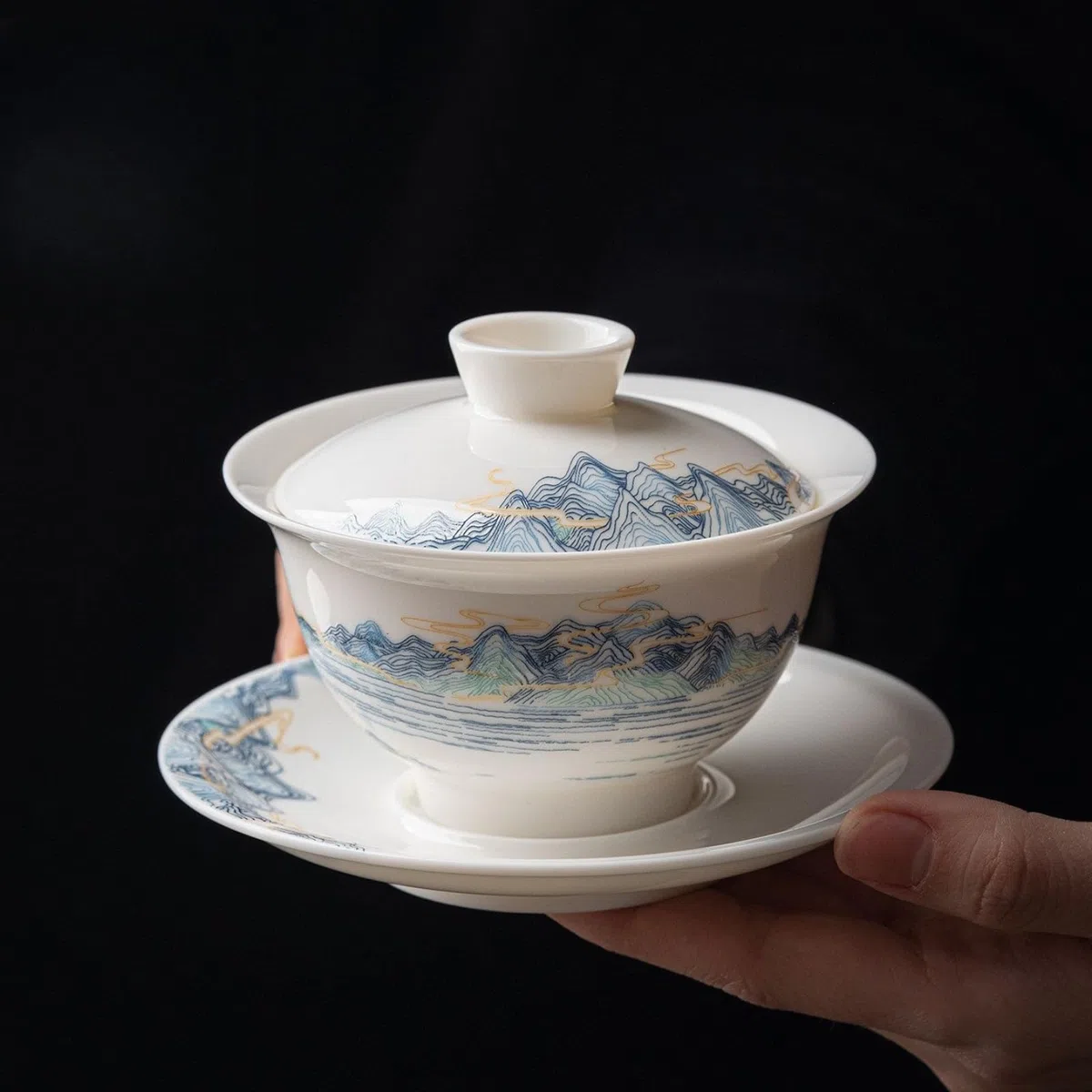 Baranina tłuszcz jadeitowy porcelanowy Gaiwan, 200 ml 200 ml, domowy zestaw do parzenia herbaty Kung Fu