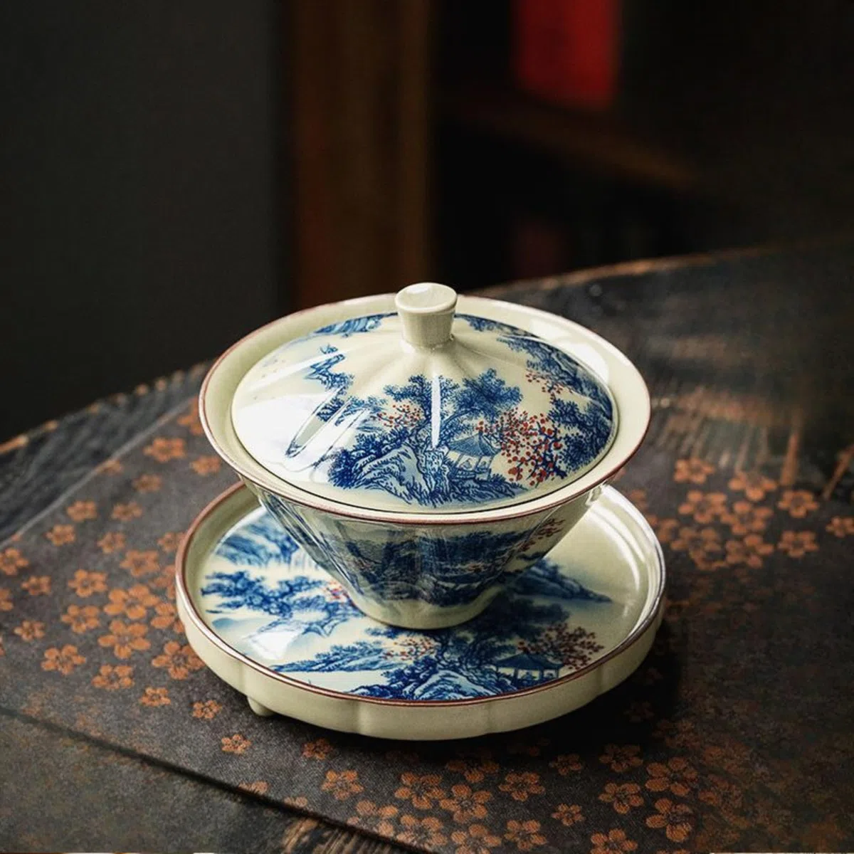 Jingdezhen Ceramiczny Gaiwan, 130 ml, 125 ml, rękodzieło w stylu chińskim z pokrywką zestaw do herbaty Kung Fu