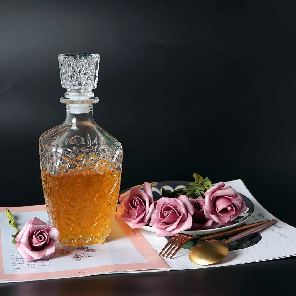 MDLUU Szklana karafka na alkohol, karafka do whiskey z hermetycznym korkiem, karafka na likier do bourbonu, brandy, rumu, szkockiej, 800ml/28oz