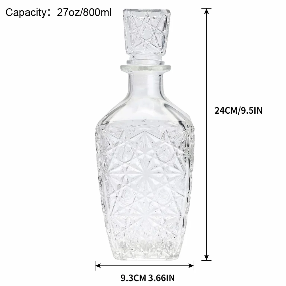 MDLUU Szklana karafka na alkohol, karafka do whiskey z hermetycznym korkiem, karafka na likier do bourbonu, brandy, rumu, szkockiej, 800ml/28oz
