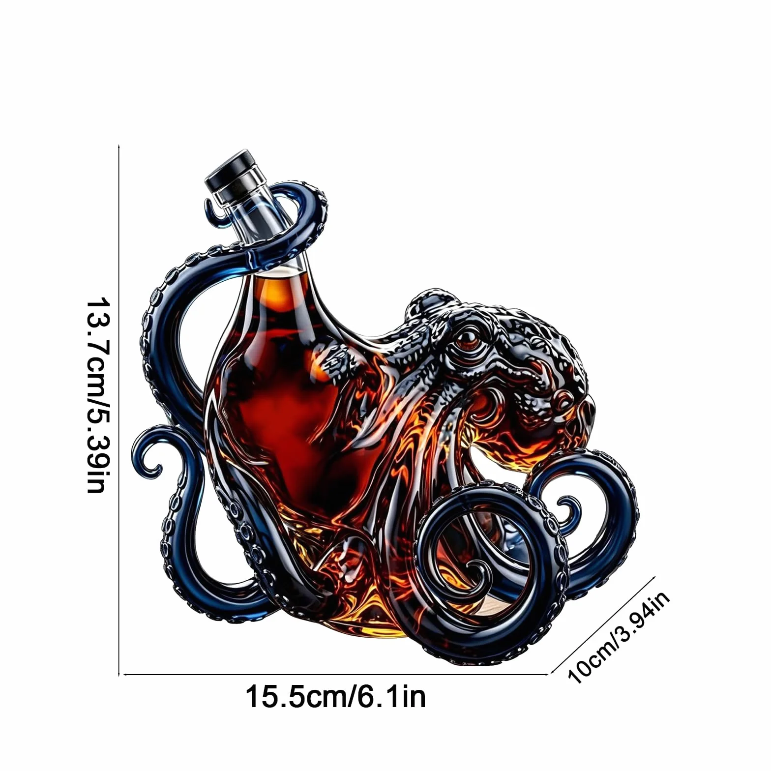 Rum Edition butelka z ośmiornicą 3D, dekoracja głębinowa butelka Stanley, ekspozycja sztuki żeglarskiej, ekspozycja na wino, likier, napoje gazowane i kubek Stanley