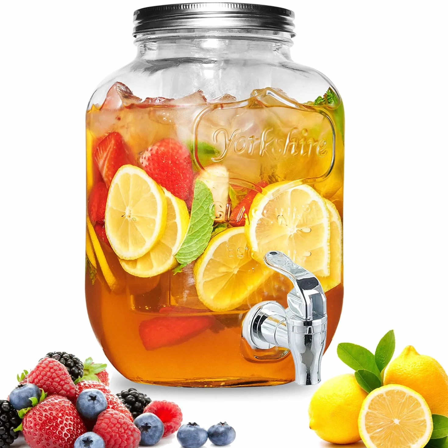 Dozownik do napojów, 4 l, z kranikiem i pokrywką, dozownik wody z kranem, dozownik soków, lemoniady, lodówki, na imprezy, na soki, wodę, zimne napoje