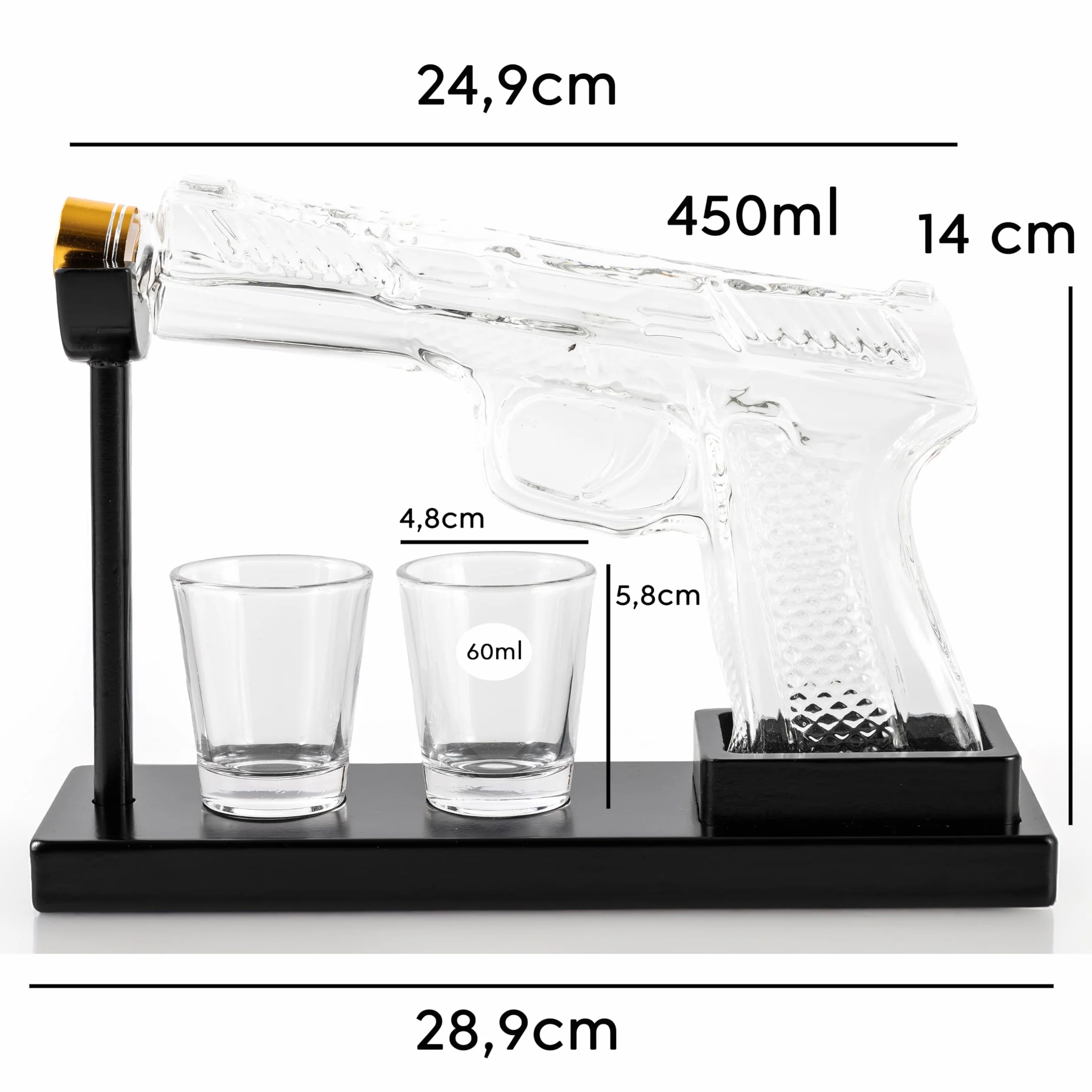 Hanseküche Karafka do whisky z 2 szklankami – karafka 240 ml i szklanki do whisky 60 ml – zestaw upominkowy dla mężczyzn, ojca, brata – dekanter do whisky do bourbona, wódki i wyjątkowe prezenty