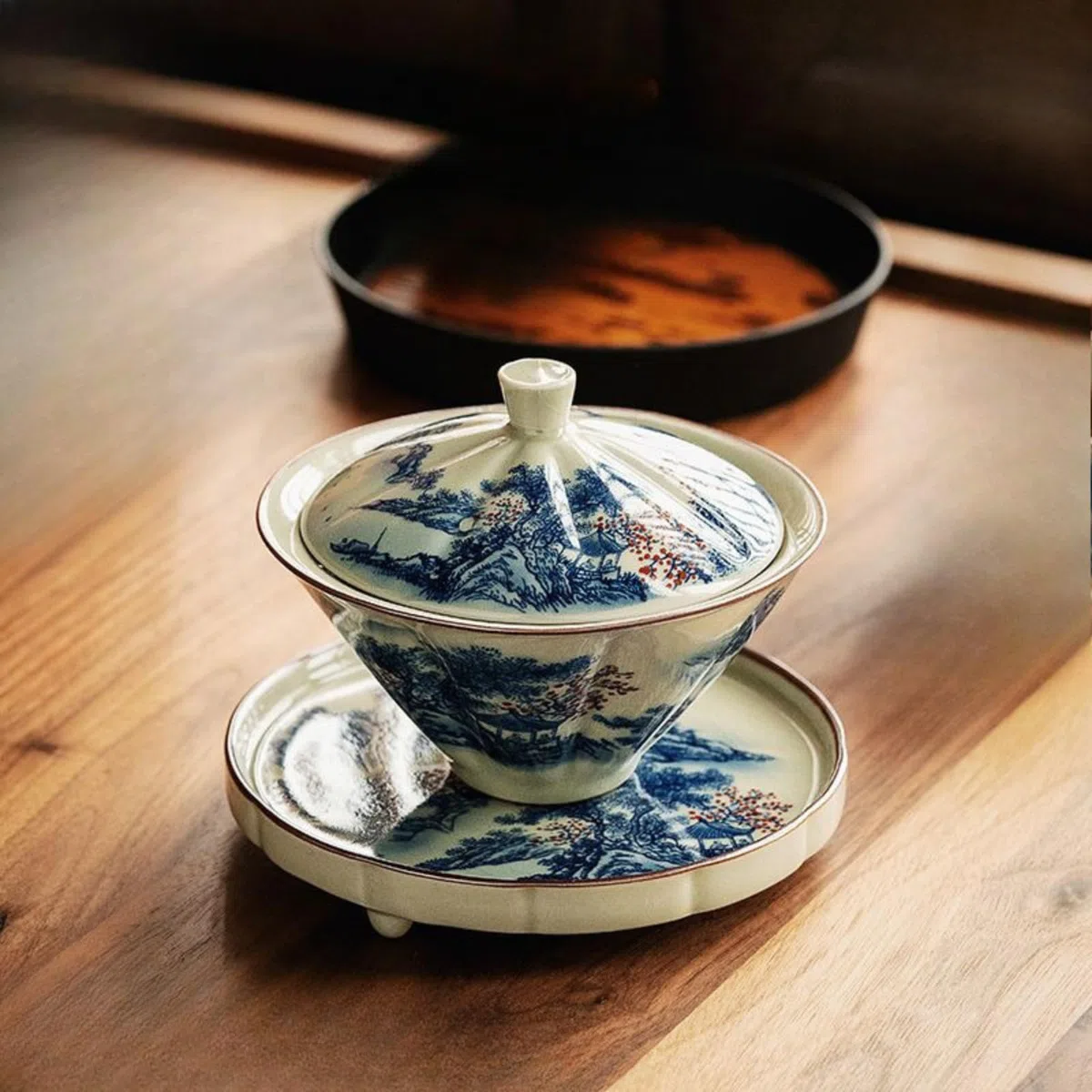 Jingdezhen Ceramiczny Gaiwan, 130 ml, 125 ml, rękodzieło w stylu chińskim z pokrywką zestaw do herbaty Kung Fu
