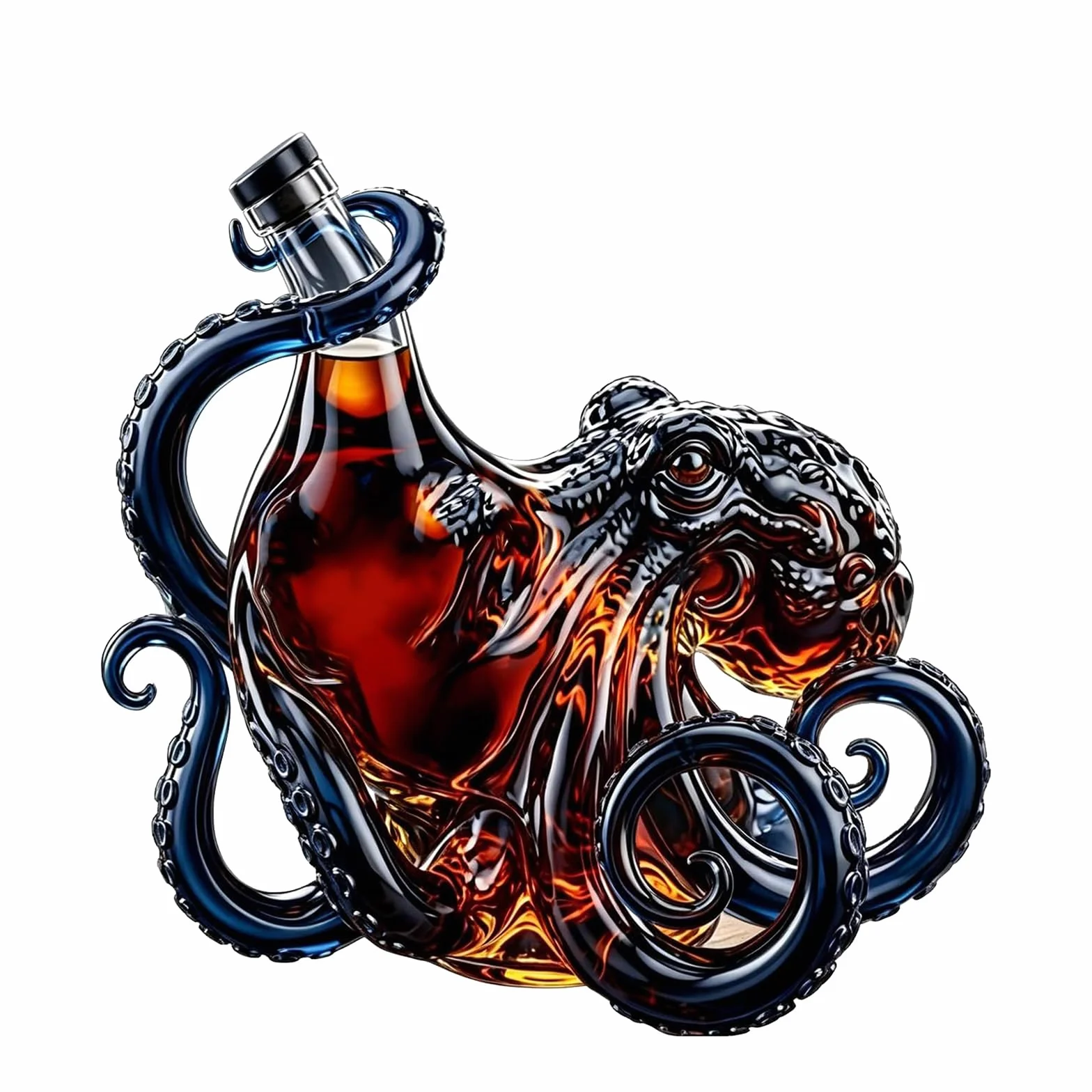 Rum Edition butelka z ośmiornicą 3D, dekoracja głębinowa butelka Stanley, ekspozycja sztuki żeglarskiej, ekspozycja na wino, likier, napoje gazowane i kubek Stanley