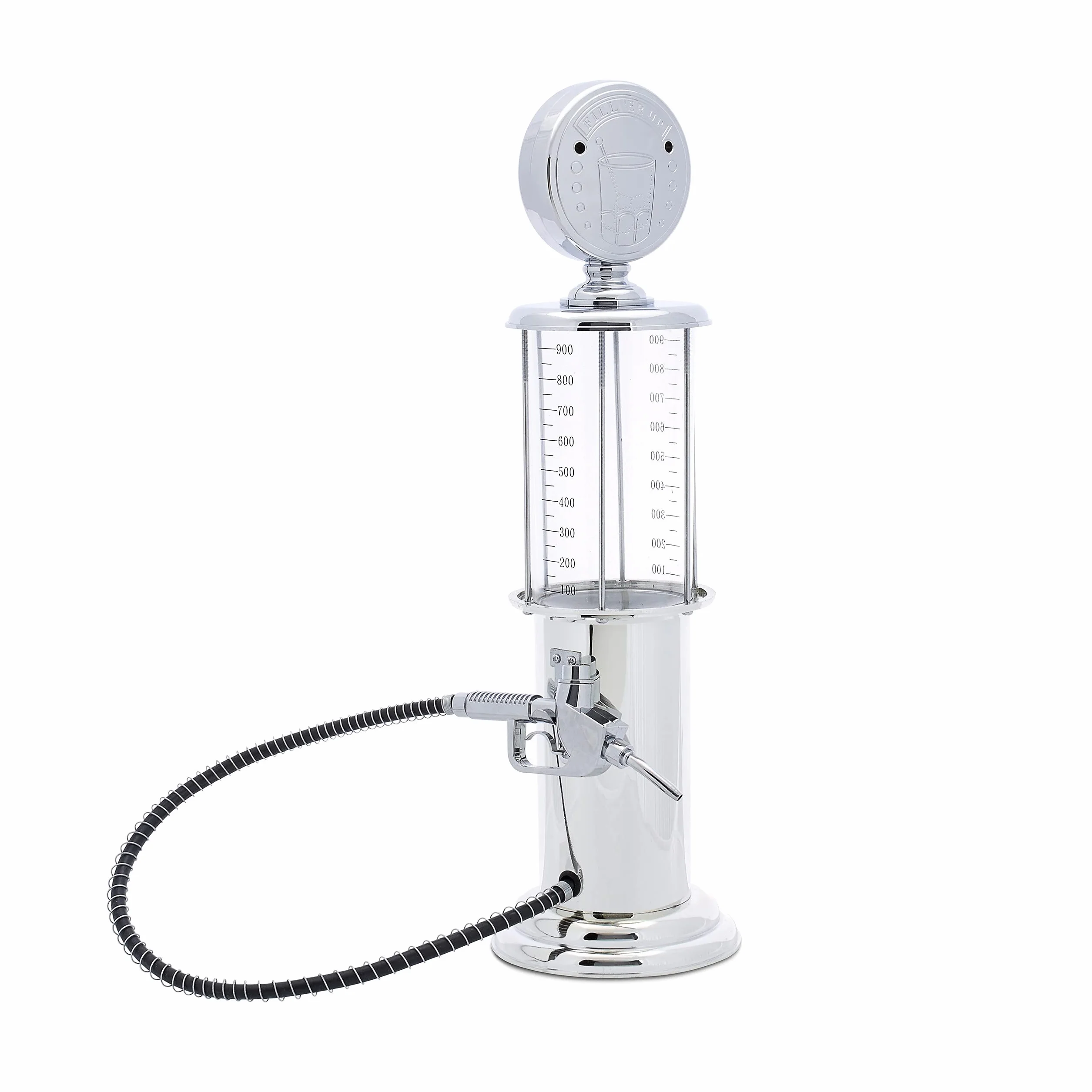 Relaxdays Dozownik do napojów jako dystrybutor do piwa, zabawna kolumna z pistoletem, dystrybutor piwa, metal, 900 ml, chromowany