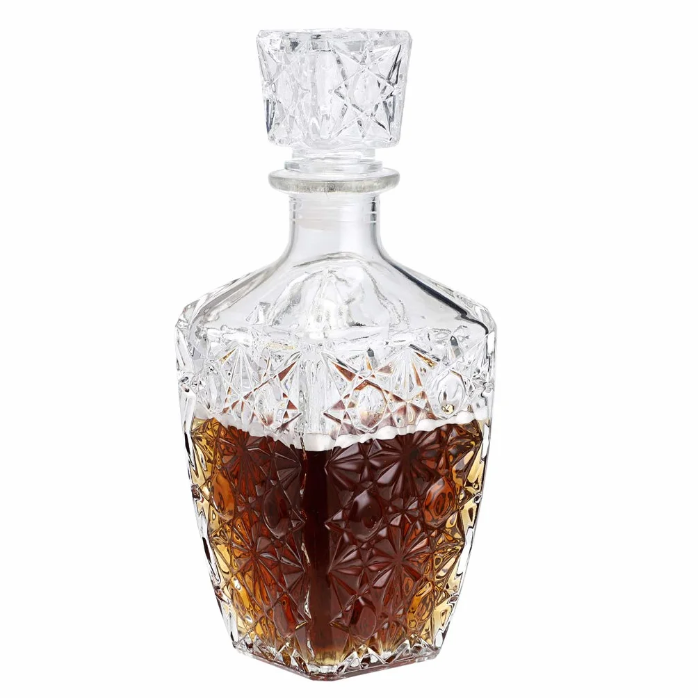 MDLUU Szklana karafka na alkohol, karafka do whiskey z hermetycznym korkiem, karafka na likier do bourbonu, brandy, rumu, szkockiej, 800ml/28oz