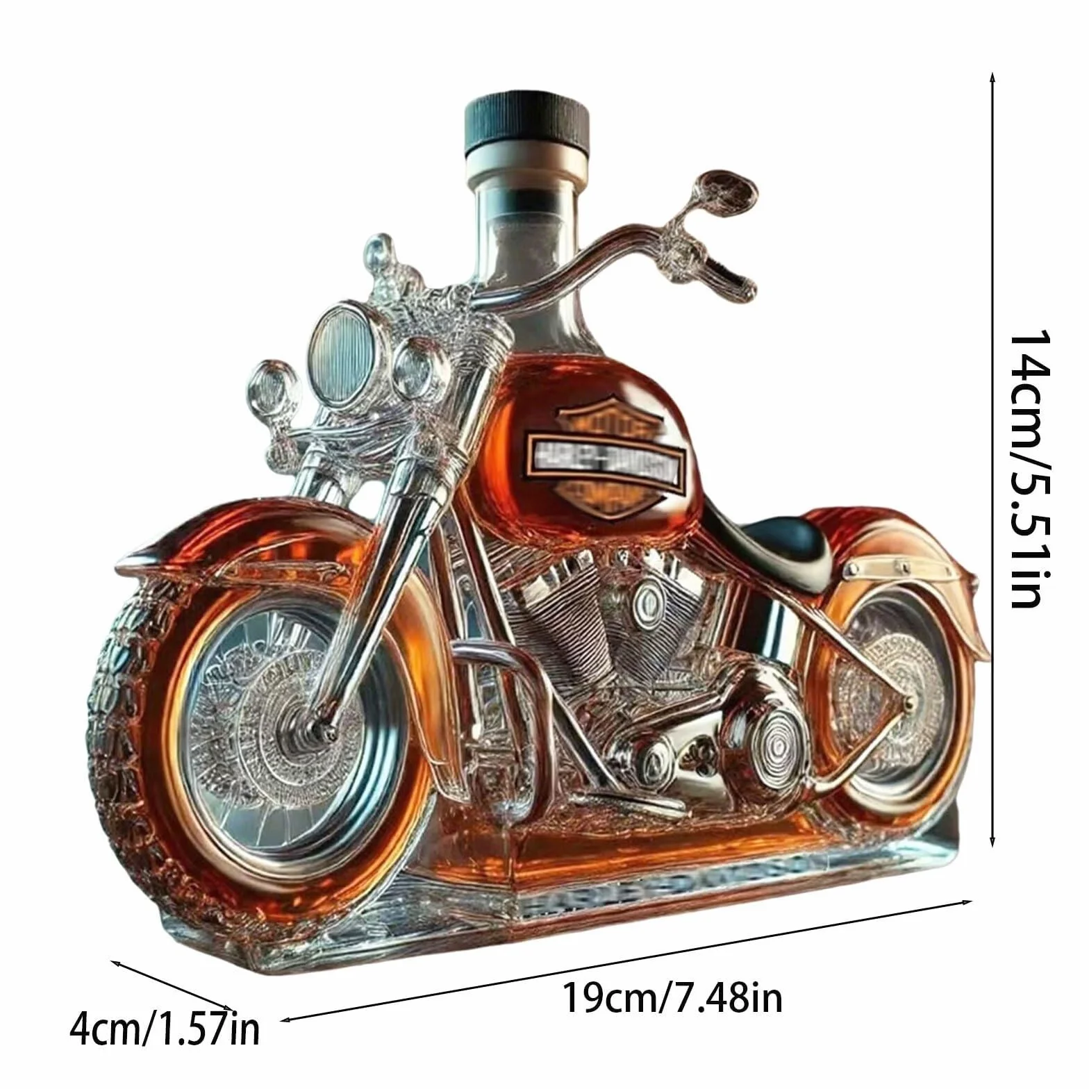 Karafka do whisky, 300 ml, szklana karafka w kształcie motocykla, do przechowywania alkoholi, stylowa sztuka do domowego baru, kreatywny prezent