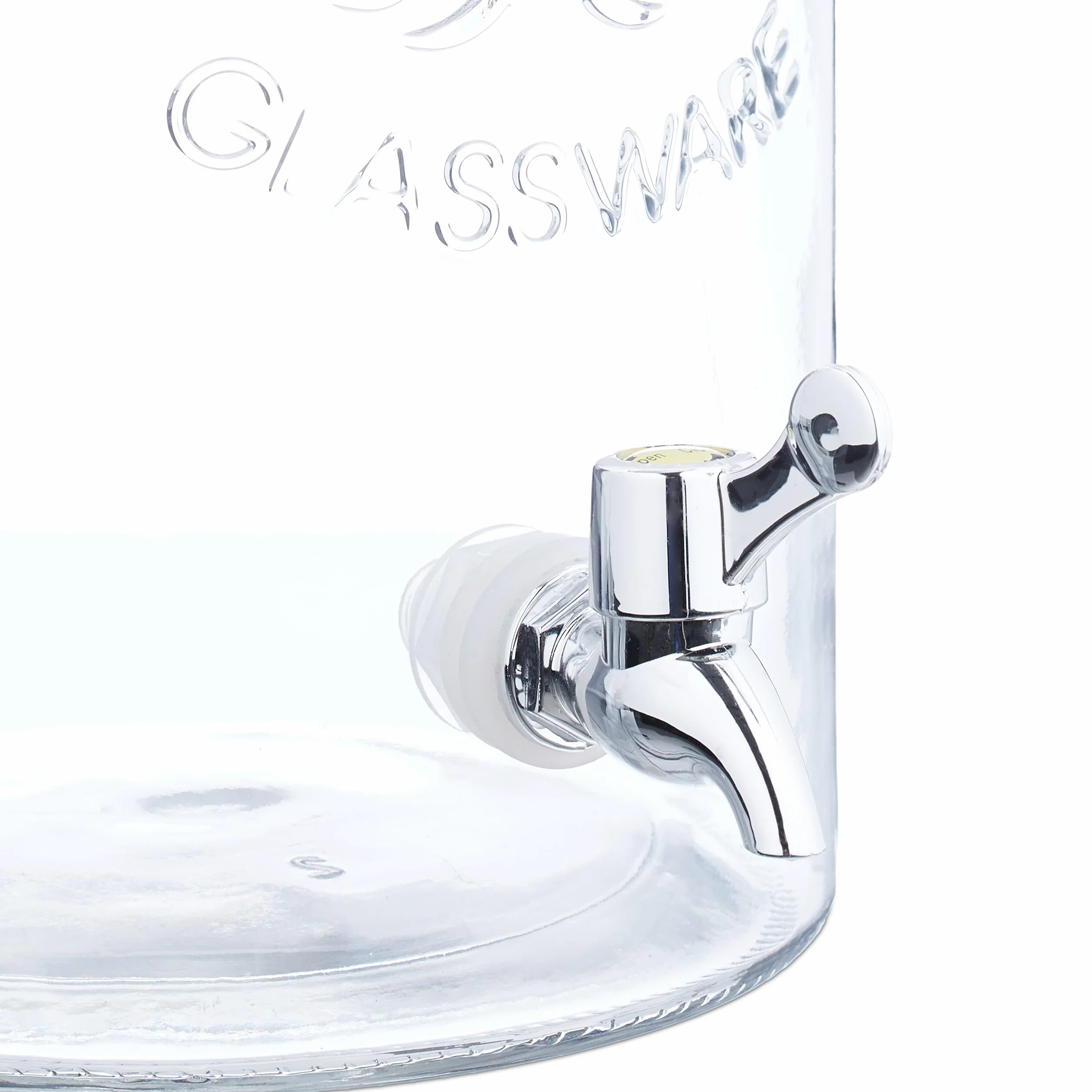 Relaxdays Dozownik do napojów, pojemnik na lemono, 5 l, styl vintage, kranik i pokrywka, dozownik wody, ze szkła, przezroczysty