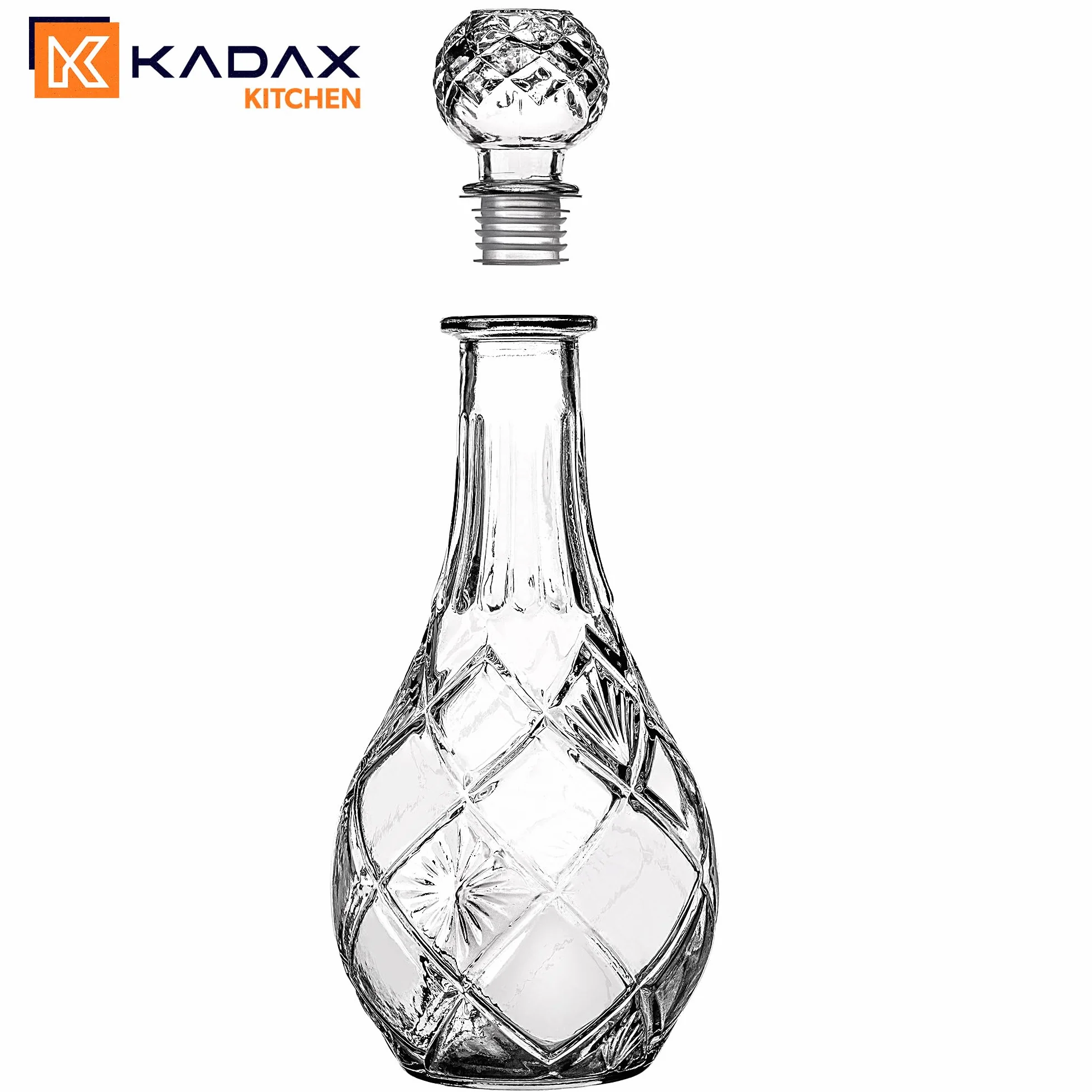 KADAX Karafka do napojów, stylowa karafka do whisky dla mężczyzn, klasyczna karafka do wina o wyjątkowym wzornictwie, butelka do whisky jako prezent (0,8 l, 1 szt.)