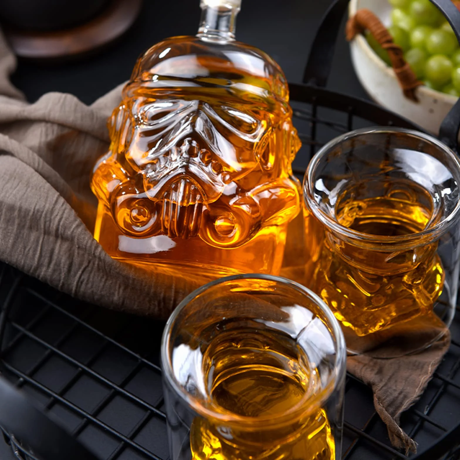 BestAlice Przezroczysta kreatywna karafka do whisky, zestaw z 2 szklankami, piersiówka, spersonalizowane, prezenty do burbona, szkockiej whisky, koniaku lub wina