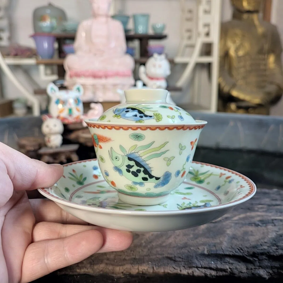 Ceramiczny Gaiwan w antycznym stylu, 170 ml 161.6 g, domowy zestaw do parzenia herbaty Kung Fu