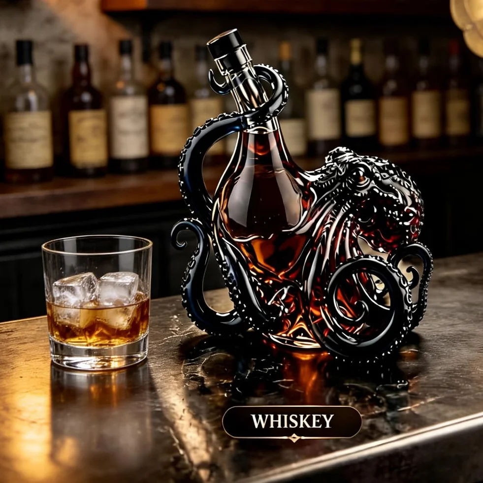 Octopus szklana karafka 350 ml, butelka na alkohol morski, borokrzemowa karafka do whisky, dekoracyjna rzeźba barowa, prezent dla miłośników domu i marynarki