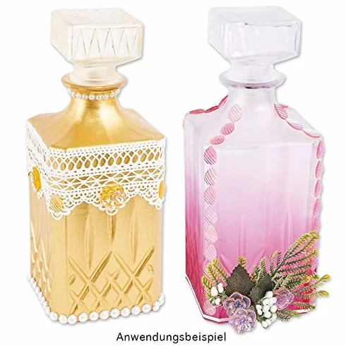 Ideen mit Herz karafka szklana ELEGANCE | Dekanter | 2 sztuki | 9 cm x 9 cm x 23 cm (w tym zamknięcie) | 900 ml | Idealna na whiskey, koniak, likier, karafka do whisky