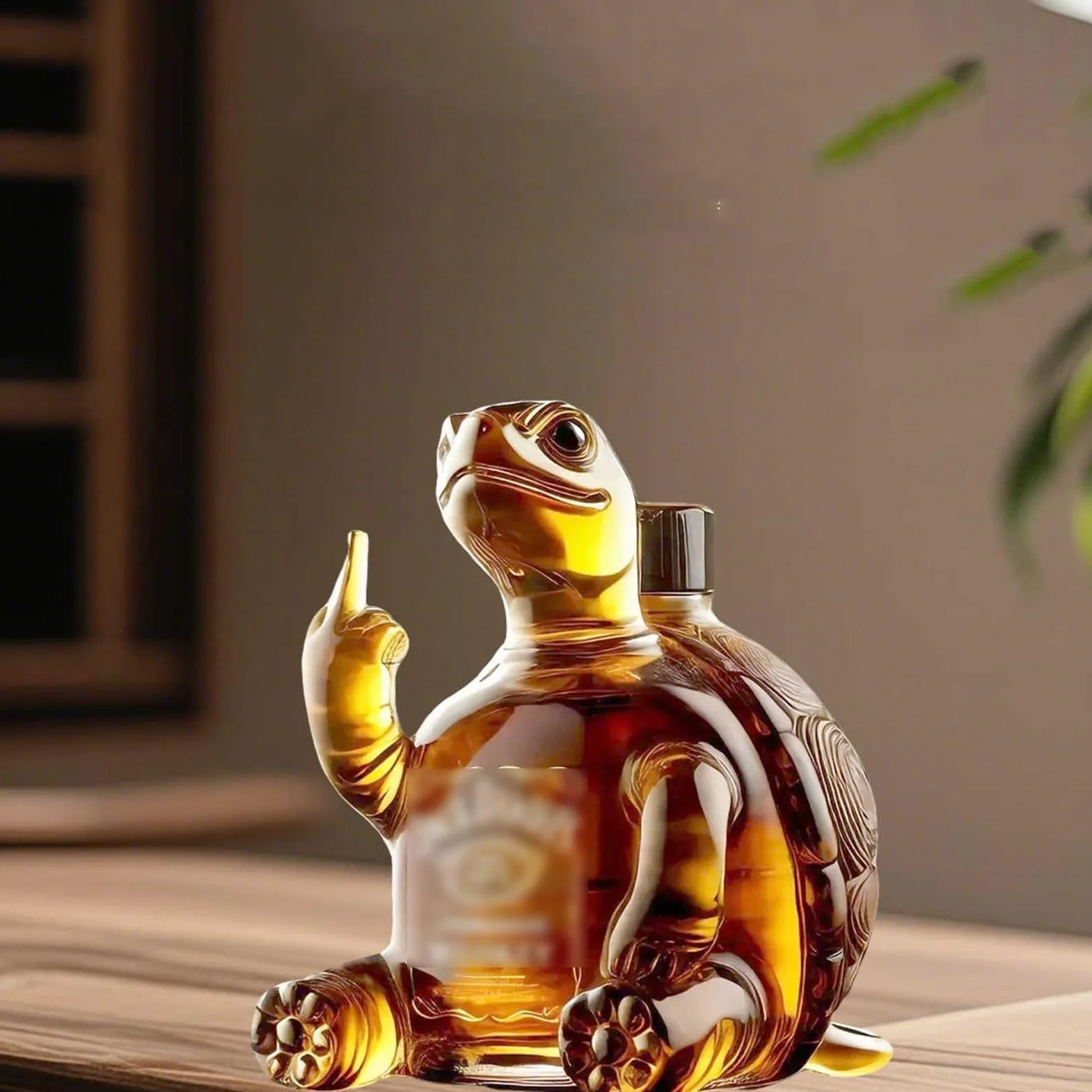 Karafka do whisky - statuetka artystyczna, 300 ml kreatywna karafka do czerwonego wina, ciekawe ozdoby do szklanej karafki do whisky, rzeźba butelki żółwia whisky, butelka wina