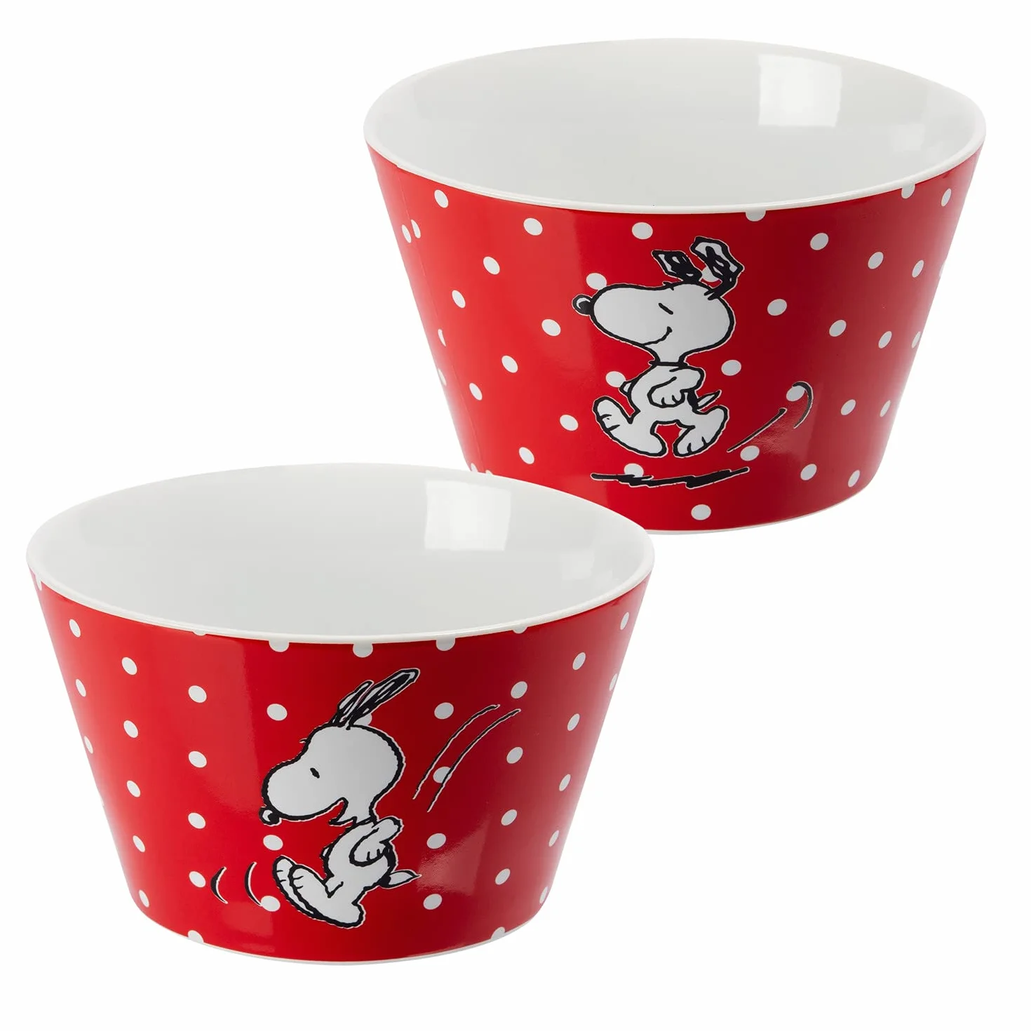Peanuts Snoopy - miseczka na musli miska czerwona z kropkami z porcelany 500 ml