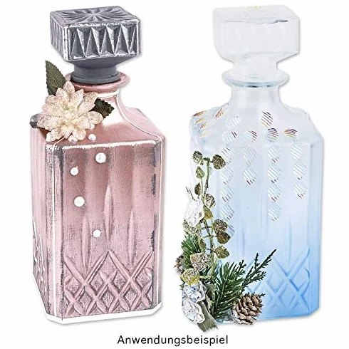 Ideen mit Herz karafka szklana ELEGANCE | Dekanter | 2 sztuki | 9 cm x 9 cm x 23 cm (w tym zamknięcie) | 900 ml | Idealna na whiskey, koniak, likier, karafka do whisky