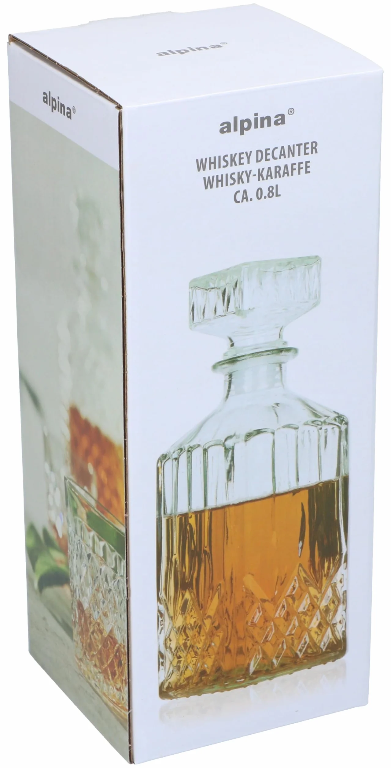 alpina Klasyczna szklana karafka do whisky, koniaku, likieru, karafki do whisky, karafka do whisky, ok. 800 ml