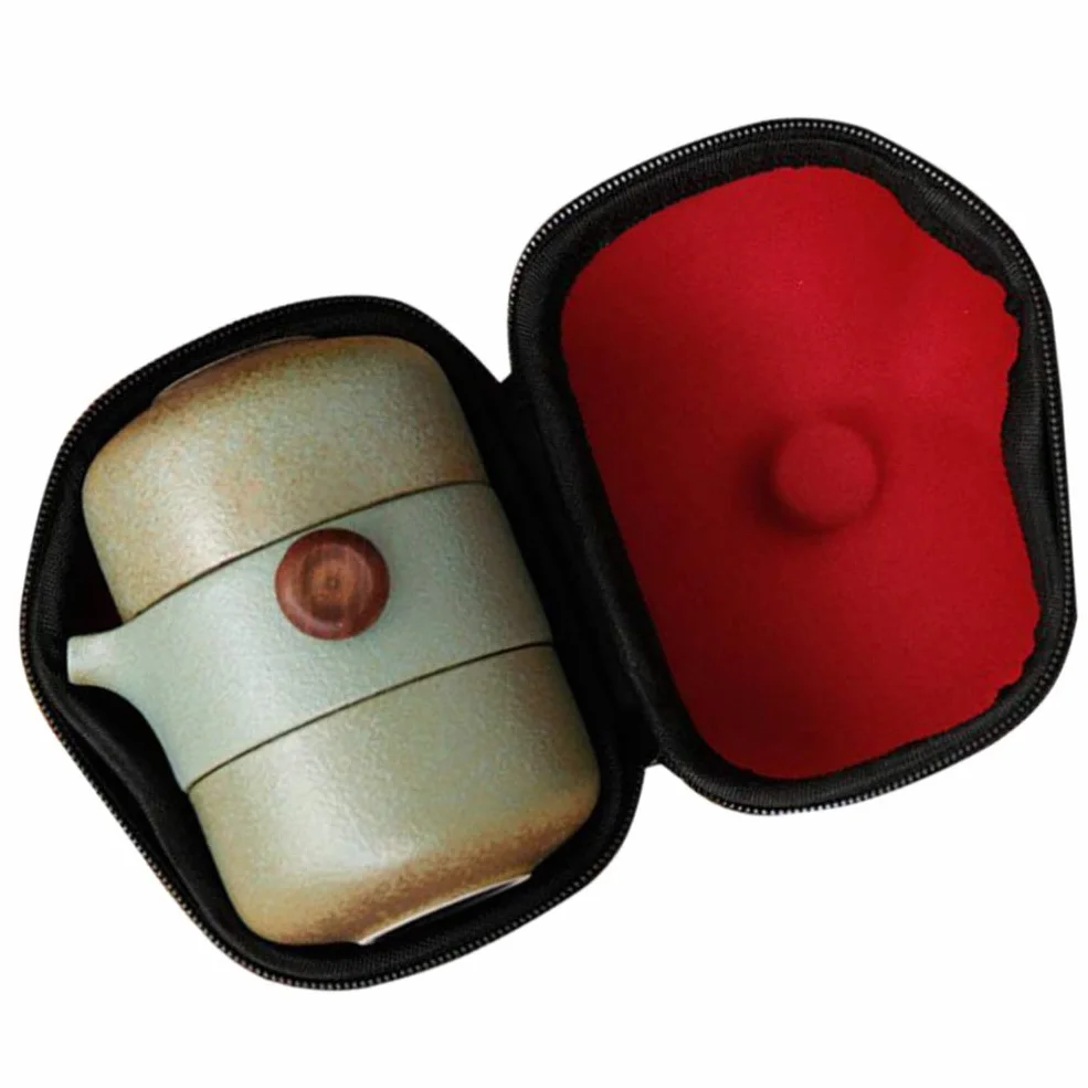 Asian Tea Set - Teapot with Infuser and 2 Tea Cups, Portable Personal Teapot with Carrying Case for Home, Trip, Office - Black Vintage Tea Set (Color : L)