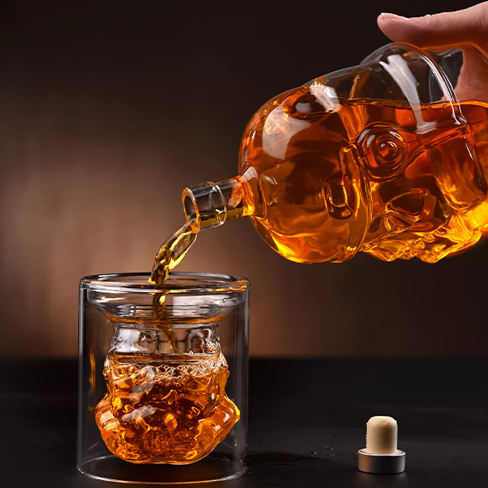 BestAlice Przezroczysta kreatywna karafka do whisky, zestaw z 2 szklankami, piersiówka, spersonalizowane, prezenty do burbona, szkockiej whisky, koniaku lub wina