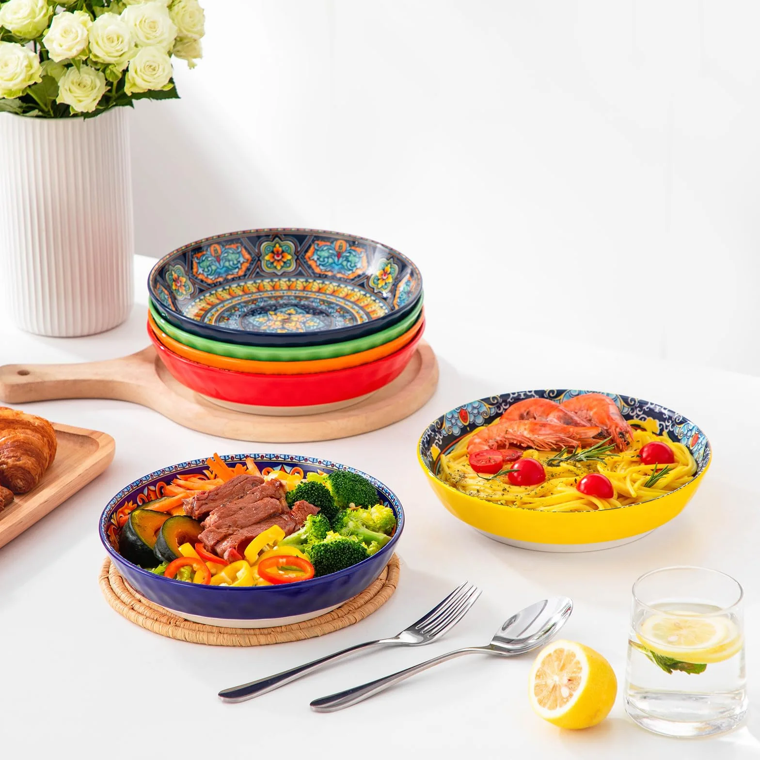vancasso KRVI miski do makaronu, miski do sałatek 907 ml, zestaw 6 szt