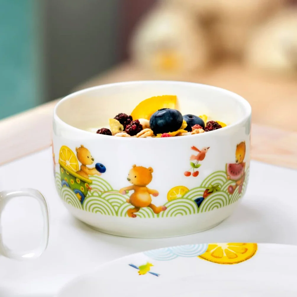 Villeroy & Boch Hungry as a Bear miska na musli, 440 ml, wysokiej jakości porcelana, biała/kolorowa