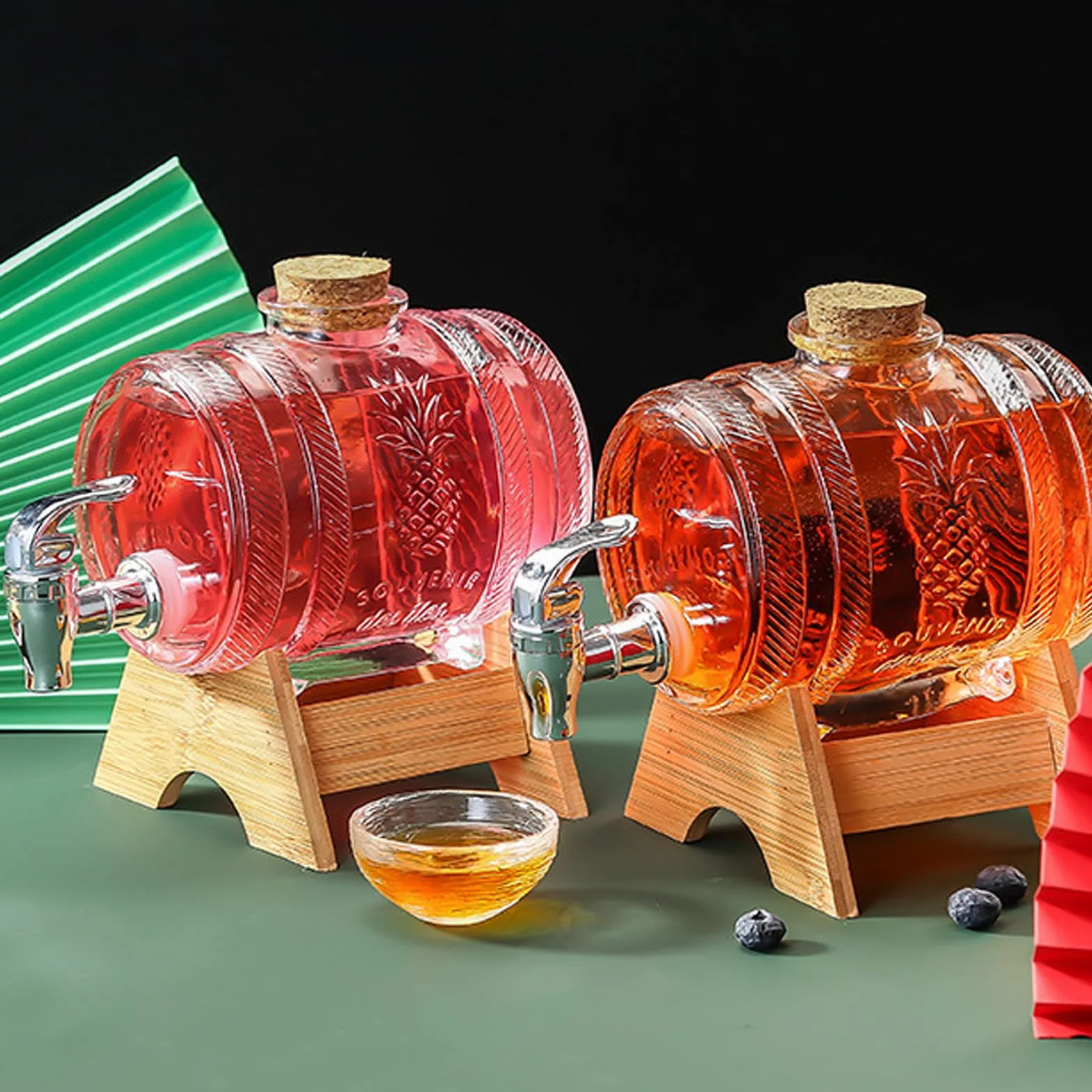Zestaw dekanterów do whisky 3 l karafka, prezent dla mężczyzn Dozownik i stojak drewniany