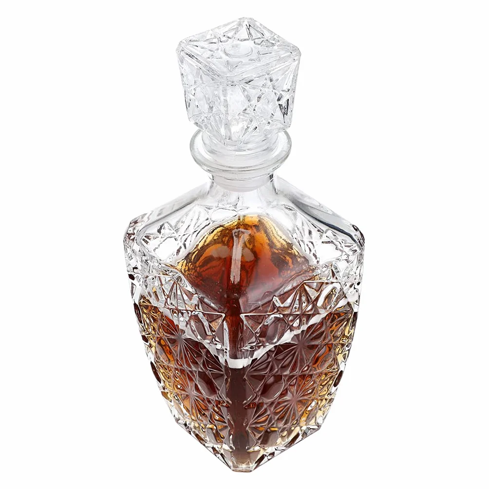 MDLUU Szklana karafka na alkohol, karafka do whiskey z hermetycznym korkiem, karafka na likier do bourbonu, brandy, rumu, szkockiej, 800ml/28oz