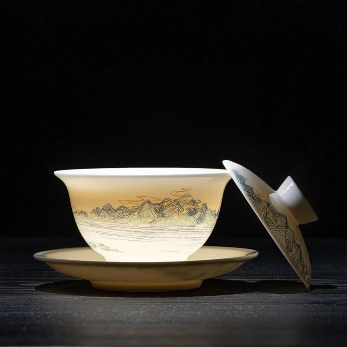 Baranina tłuszcz jadeitowy porcelanowy Gaiwan, 200 ml 200 ml, domowy zestaw do parzenia herbaty Kung Fu