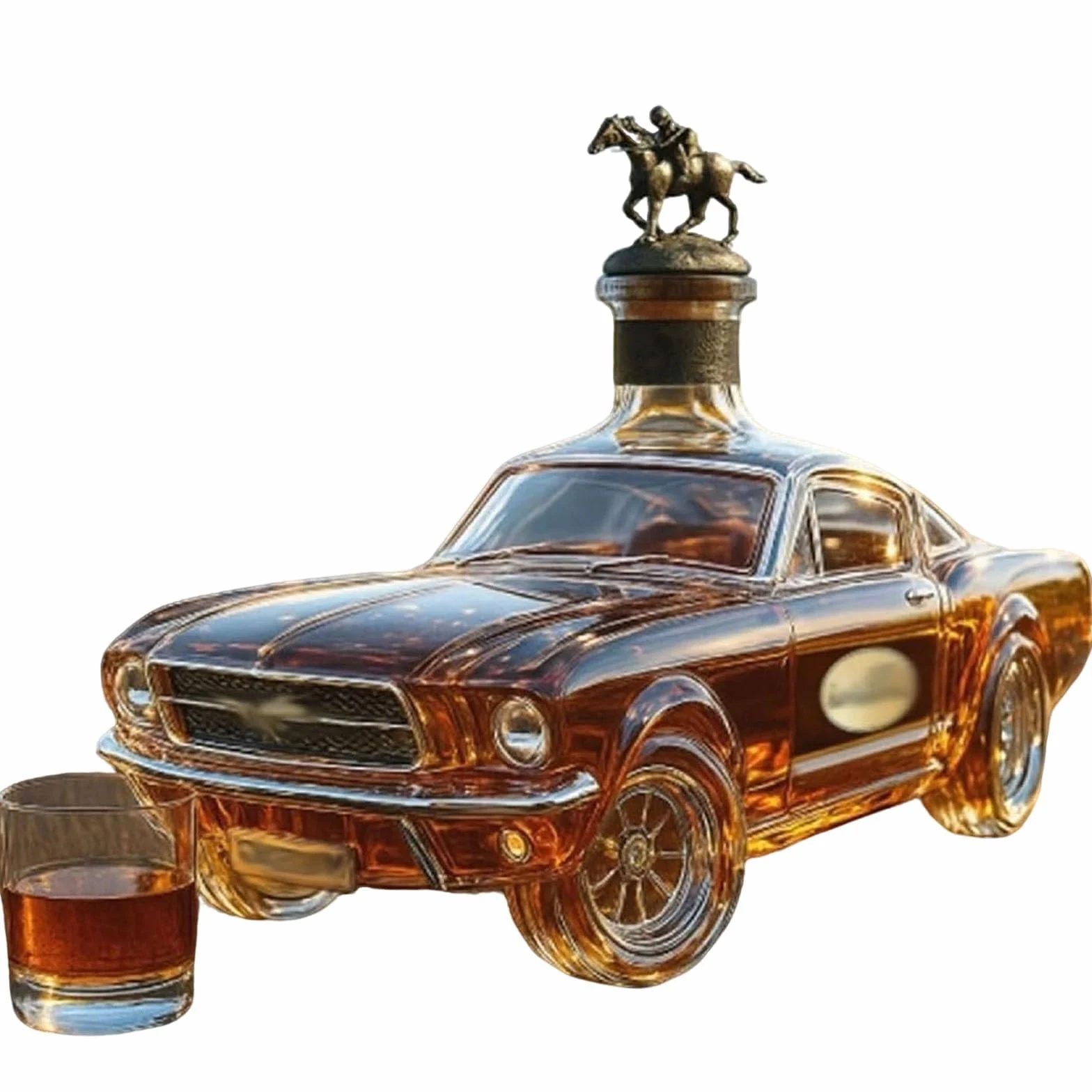 Karafka do whisky, 400 ml szklana butelka w kształcie samochodu, projekt samochodu sportowego 3D do domowego baru, pojemnik dozujący alkohol Mustang na imprezę pitną