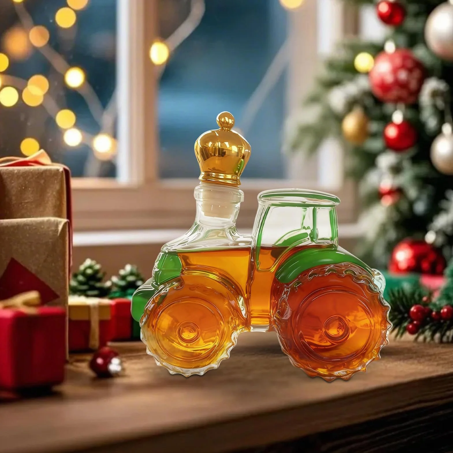 Karafka do whisky – szklana ozdoba w kształcie traktora, pusta karafka do whisky, uchwyt na tequilę, dekoracyjne naczynia do picia, sztuka kolekcjonerska, butelka wódki, brandy wina, do biura