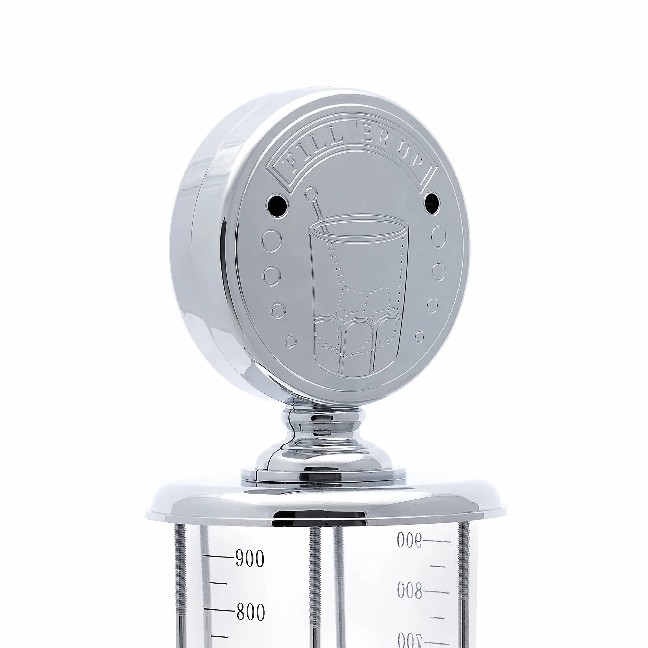 Relaxdays Dozownik do napojów jako dystrybutor do piwa, zabawna kolumna z pistoletem, dystrybutor piwa, metal, 900 ml, chromowany
