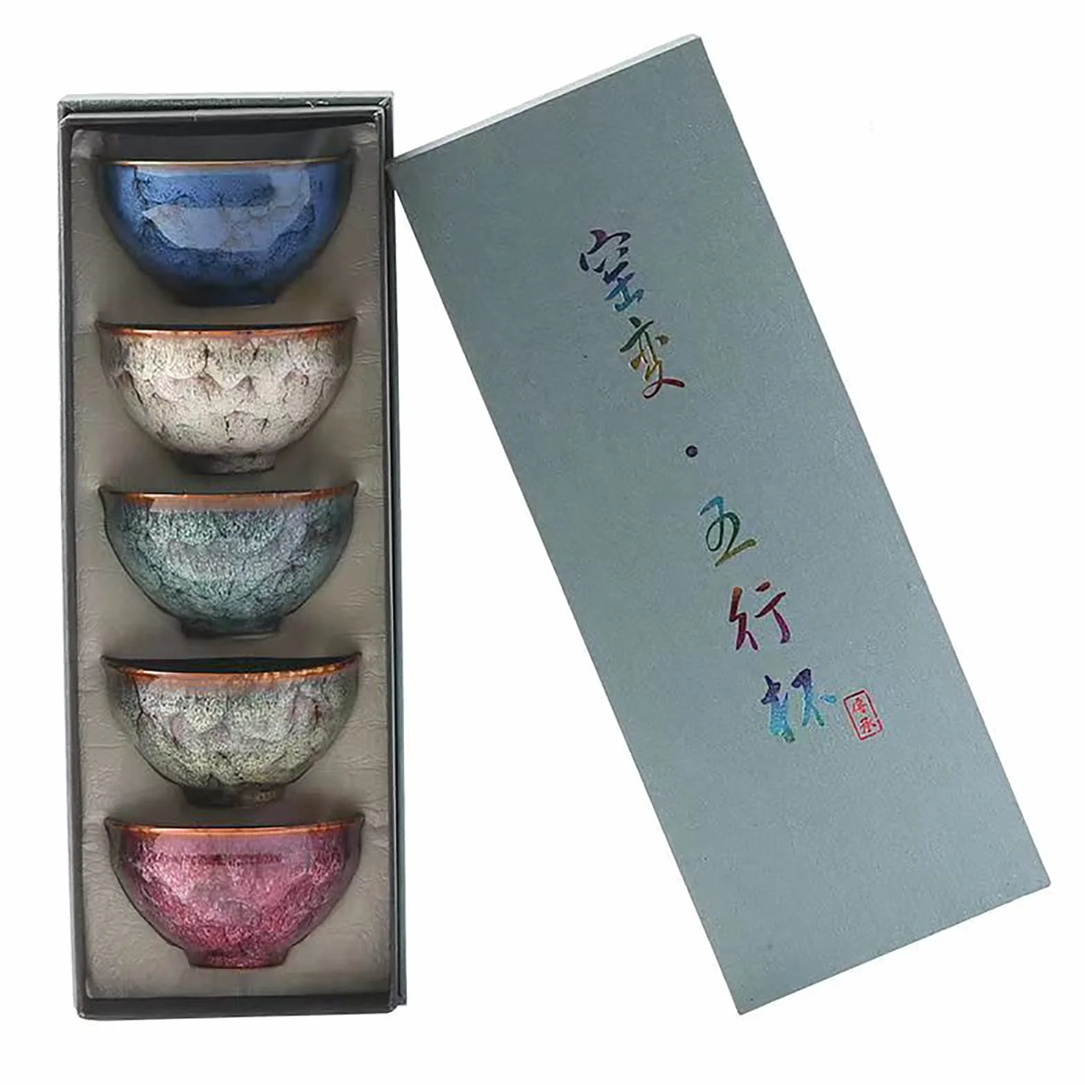 Ceramiczny chiński zestaw do herbaty Kung Fu, kubek do herbaty w stylu japońskim, zestaw do herbaty Yerba Mate, 5 szt. Ceramiczny zestaw filiżanek, filiżanka do herbaty