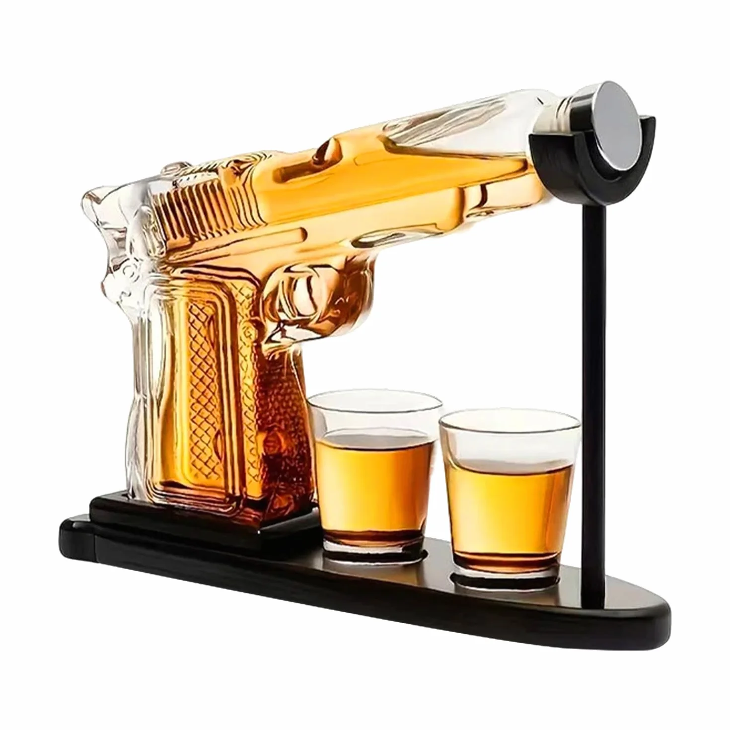 Gun Karafka do whisky, zestaw do dekanterów do whisky, z 2 szklankami, zabawny prezent na Dzień Ojca dla mężczyzn, taty, przyjaciela, męża, na urodziny, pomysł na prezent
