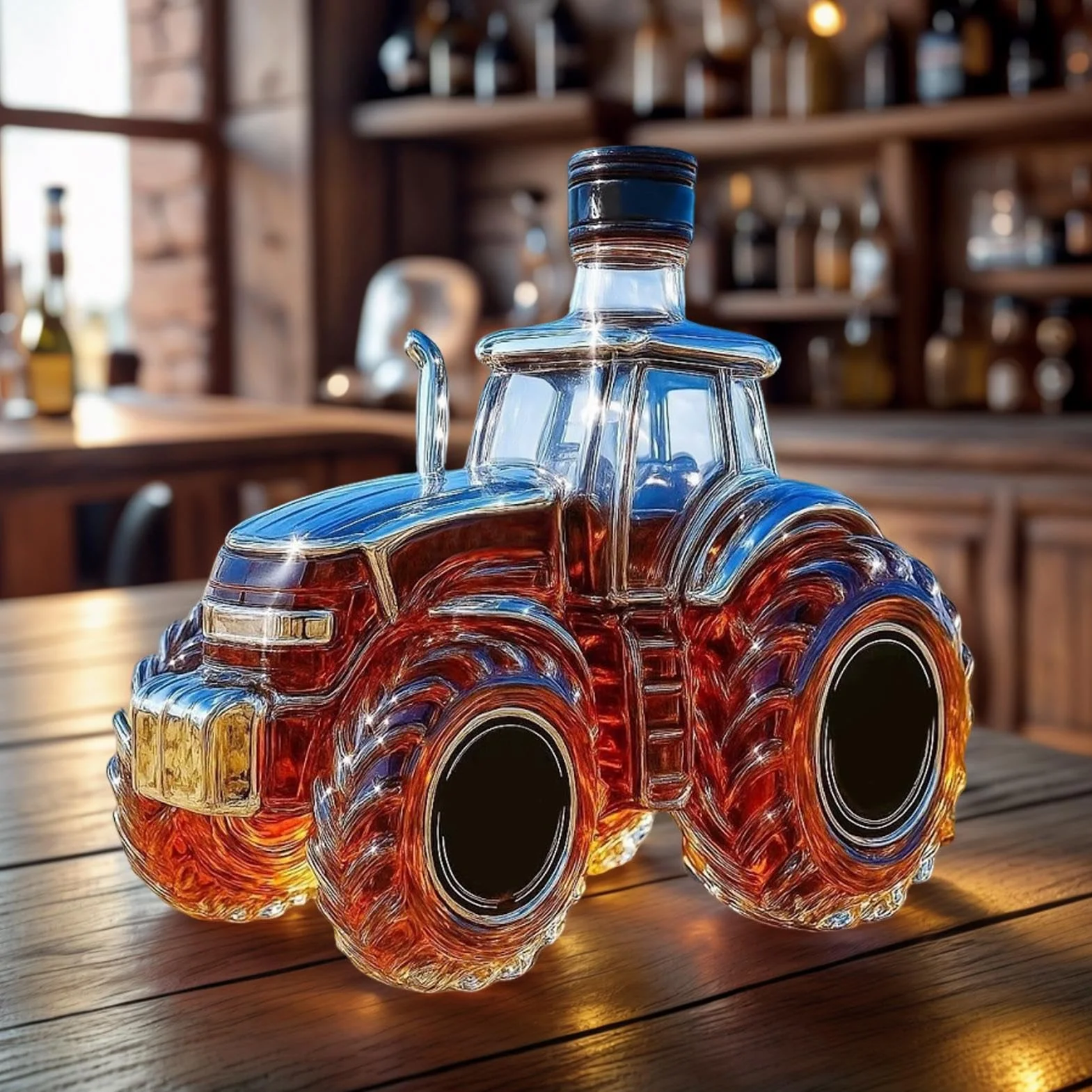 Szklane butelki do whisky - 300ml Traktor Design Pojemnik napoje, Karaffa do alkoholu, rodzinne ?wi?ta, imprezy, Bo?e Narodzenie, wesela, napoje