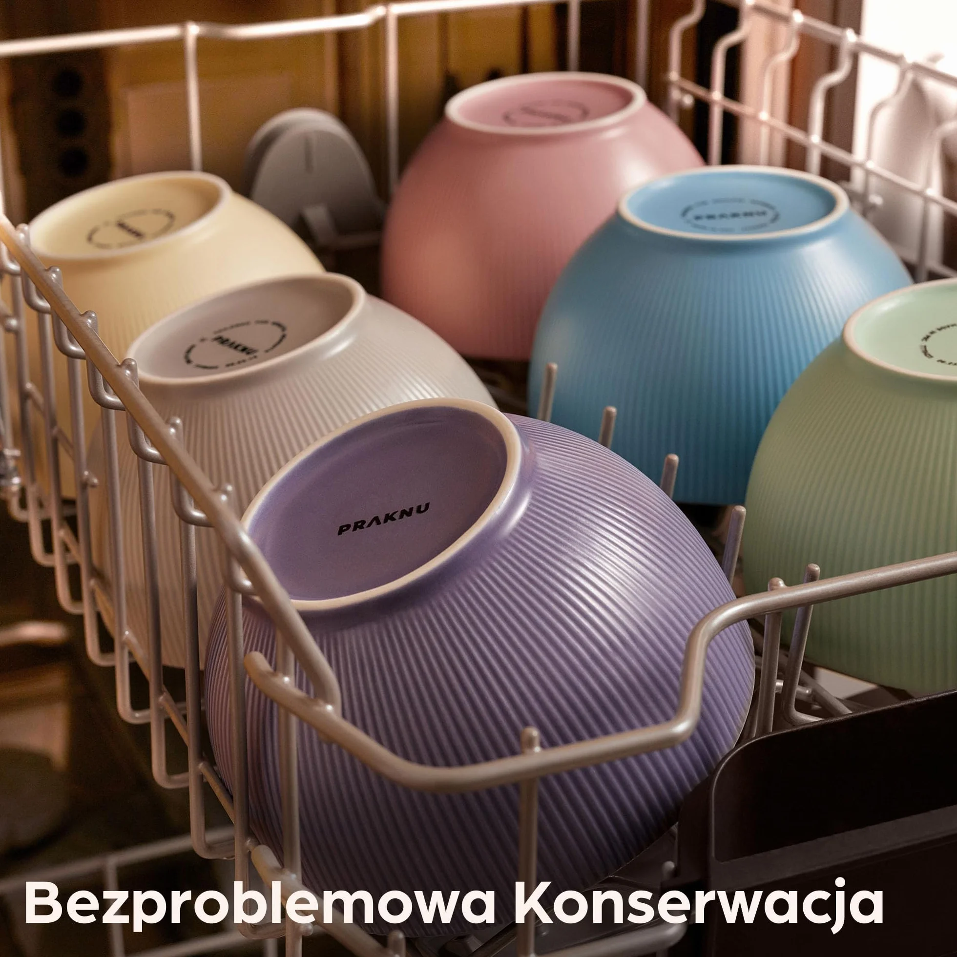 Praknu Misek na Musli - Zestaw 6 Misek - Ceramika Kolorowa - Duża Miska na Płatki - Odporna na Mikrofalówkę i Zmywarkę - 700 ml - Miski do zupy