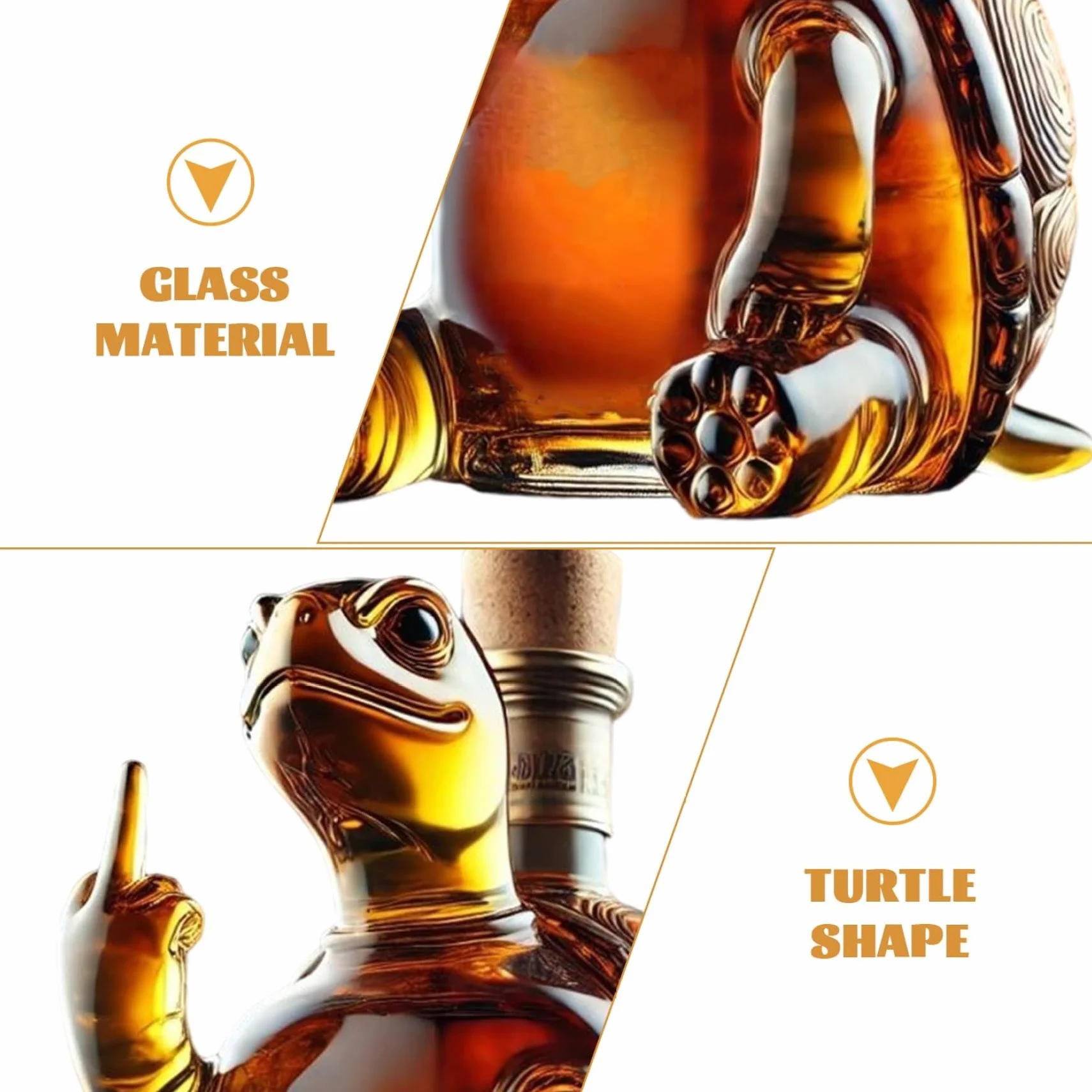 Karafka do whisky - statuetka artystyczna, 300 ml kreatywna karafka do czerwonego wina, ciekawe ozdoby do szklanej karafki do whisky, rzeźba butelki żółwia whisky, butelka wina