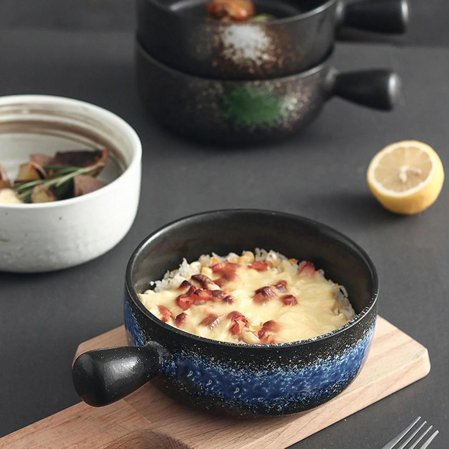 Miski do zupy z uchwytem, ceramiczna miska na zupę cebulową, nadaje się do kuchenki mikrofalowej i piekarnika (D, 737.1 g), BL-SP-129