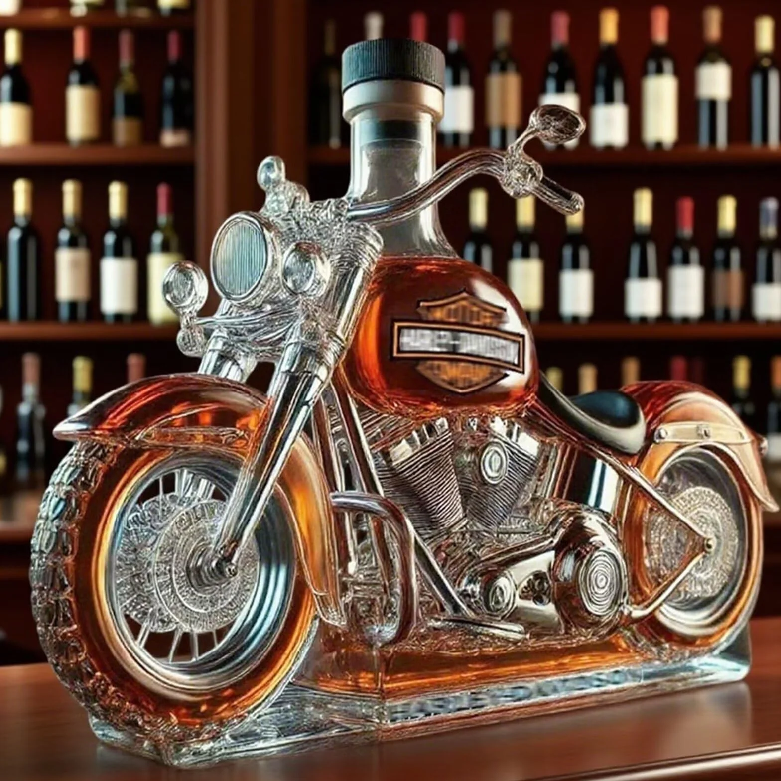 Karafka do whisky, 300 ml, szklana karafka w kształcie motocykla, do przechowywania alkoholi, stylowa sztuka do domowego baru, kreatywny prezent