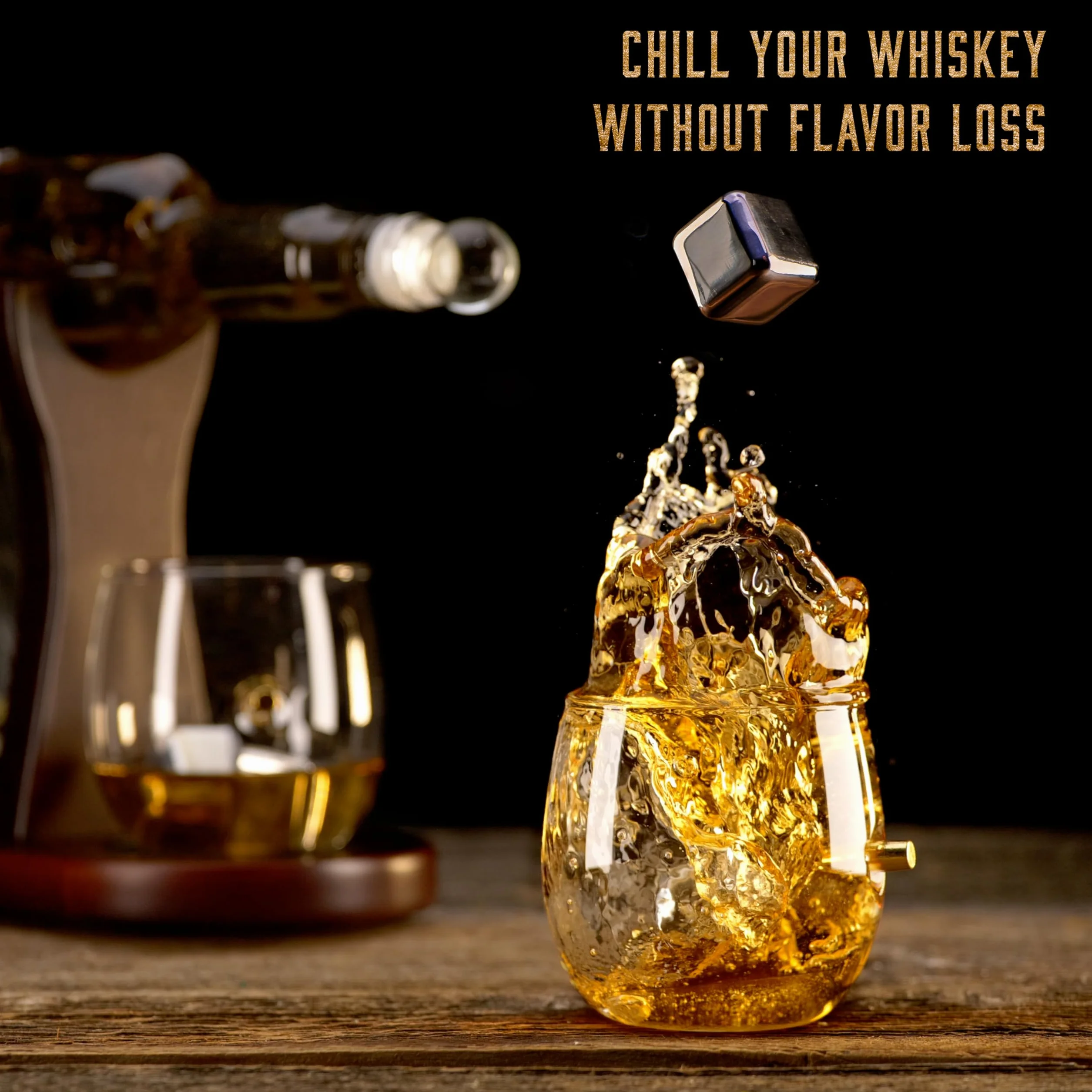 WHISISKEY Zestaw Karafka do Whisky - Zestaw Prezentowy Whiskey - Prezenty dla Mężczyzn - Pomysły na Prezent dla Mężczyzny - Karafka 1000ML, 2 Szklanki do Whisky, 4 Kamienie do Whisky, Akcesoria