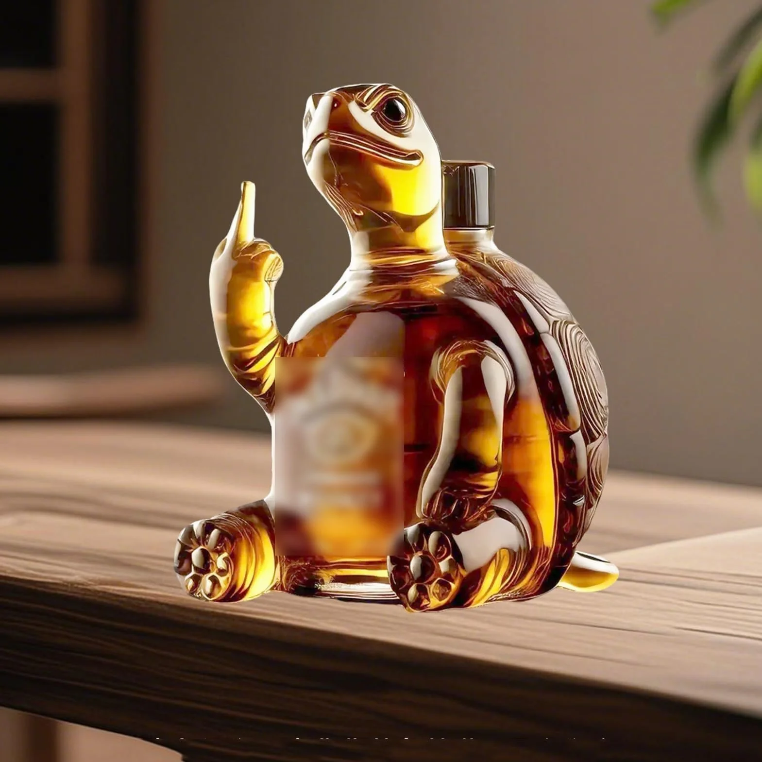 Karafka do whisky - statuetka artystyczna, 300 ml kreatywna karafka do czerwonego wina, ciekawe ozdoby do szklanej karafki do whisky, rzeźba butelki żółwia whisky, butelka wina