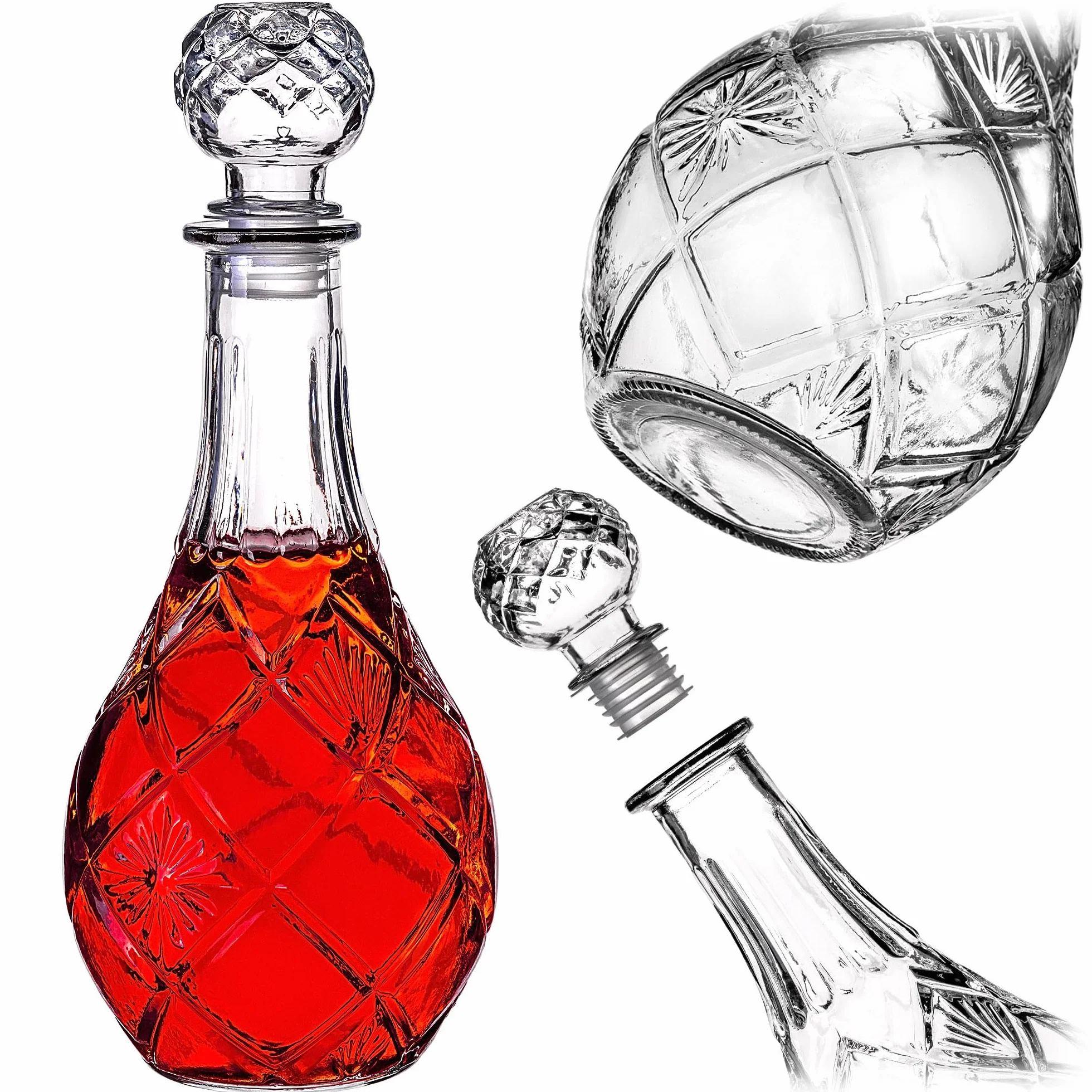 KADAX Karafka do napojów, stylowa karafka do whisky dla mężczyzn, klasyczna karafka do wina o wyjątkowym wzornictwie, butelka do whisky jako prezent (0,8 l, 1 szt.)