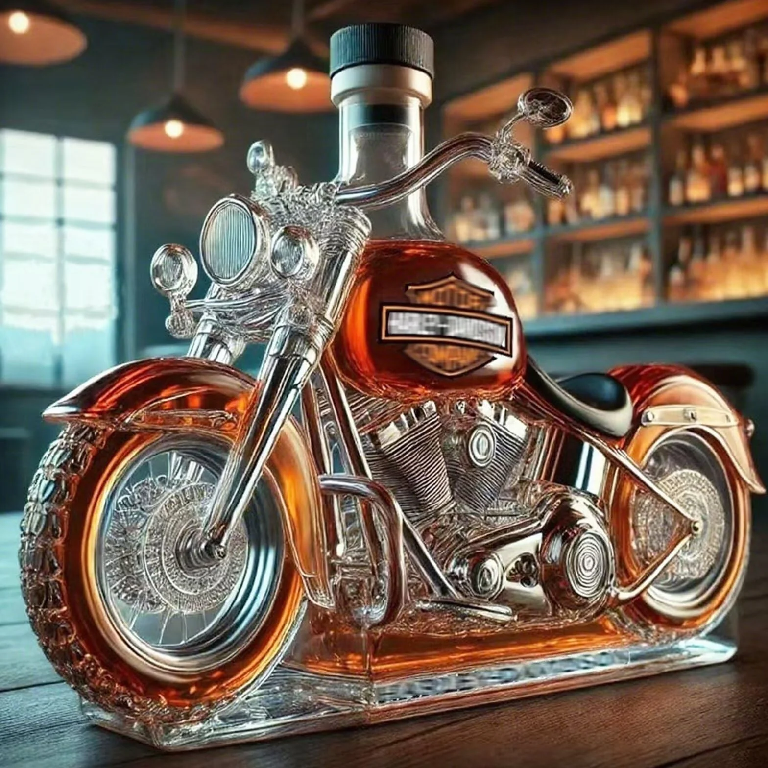 Karafka do whisky, 300 ml, szklana karafka w kształcie motocykla, do przechowywania alkoholi, stylowa sztuka do domowego baru, kreatywny prezent
