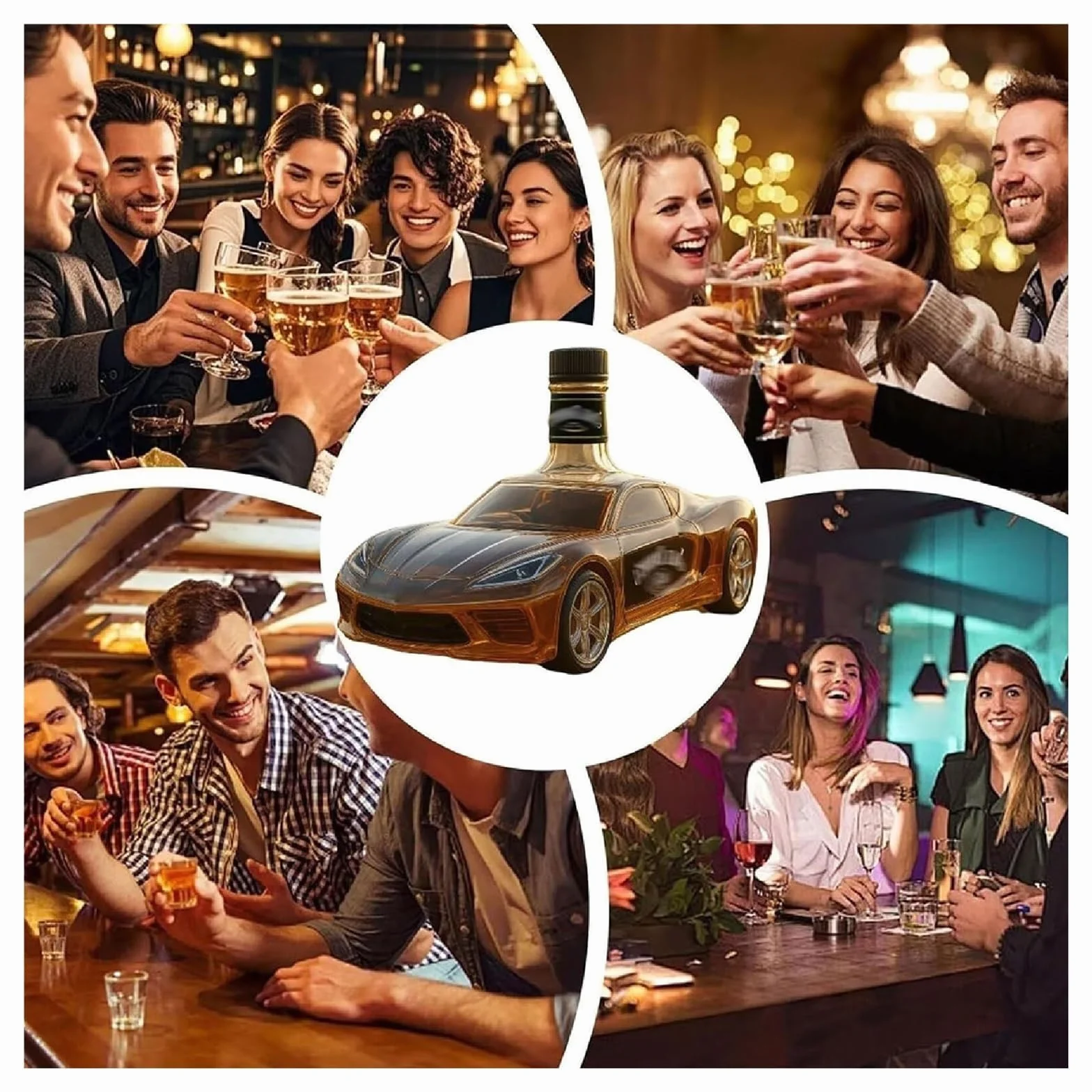 Karafka do whisky, 400 ml szklana butelka w kształcie samochodu, projekt samochodu sportowego 3D do domowego baru, pojemnik dozujący alkohol Mustang na imprezę pitną