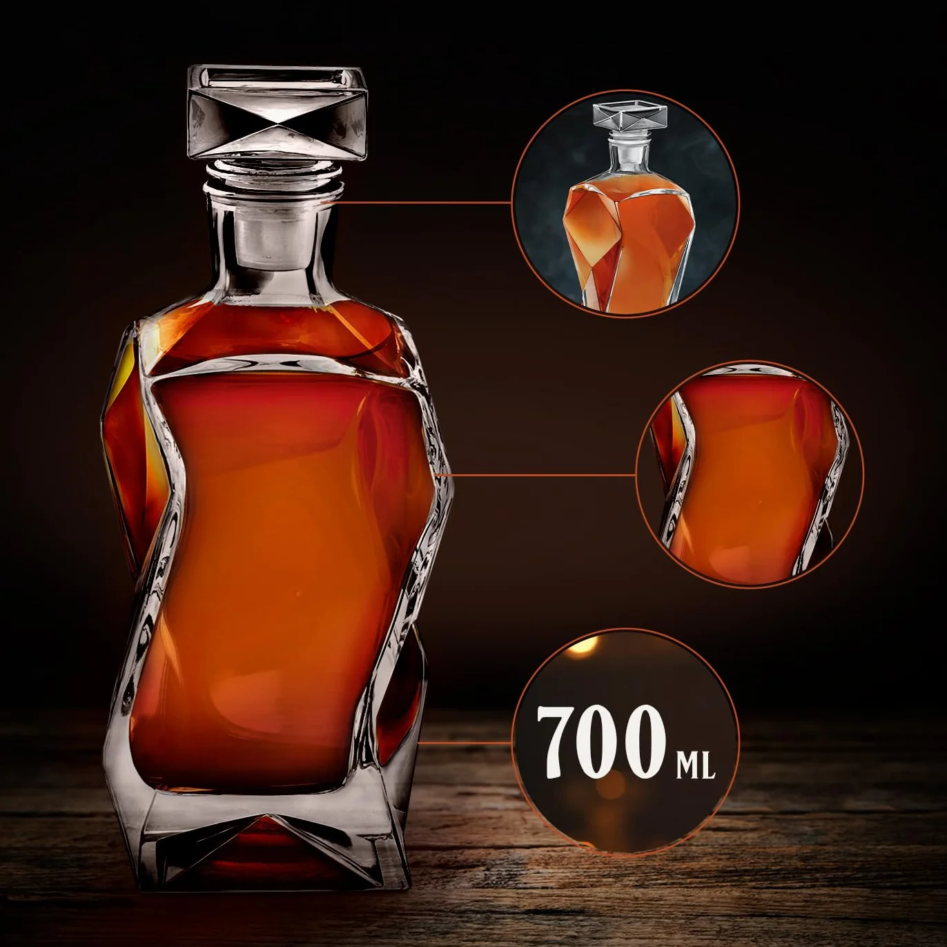 Maverton Karafka do Whisky – 700 ml - Elegancki Prezent dla Mężczyzny - Ekskluzywne Szkło do Stylowych Degustacji - Na Dzień Ojca, Urodziny, Jubileusz