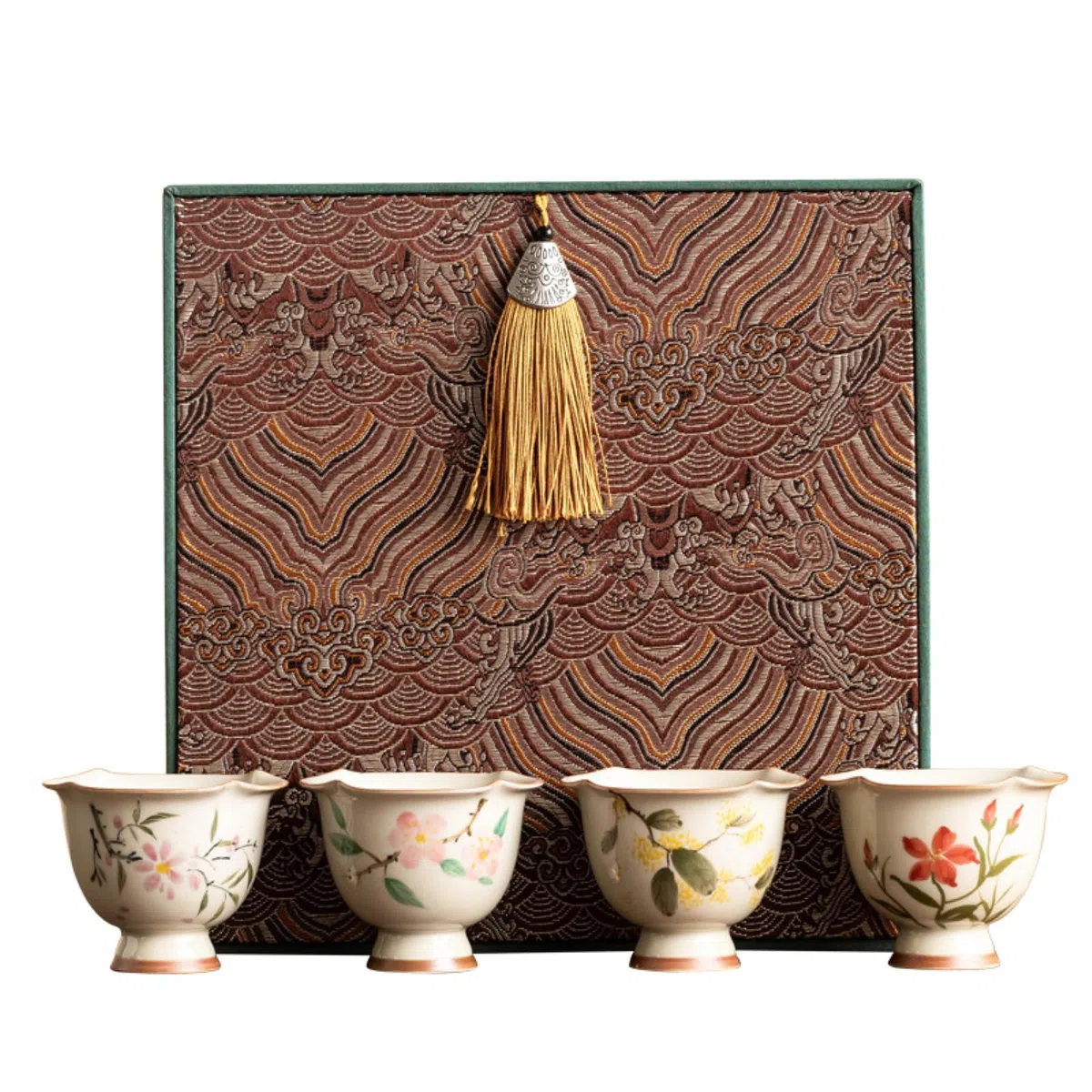 Ręcznie malowany porcelanowy kubek o pojemności 55 ml, wysokiej klasy domowy zestaw do herbaty, zestaw do degustacji herbaty, odporność na wysoką temperaturę - Jingui Iris Cup [pudełko] -55 ml